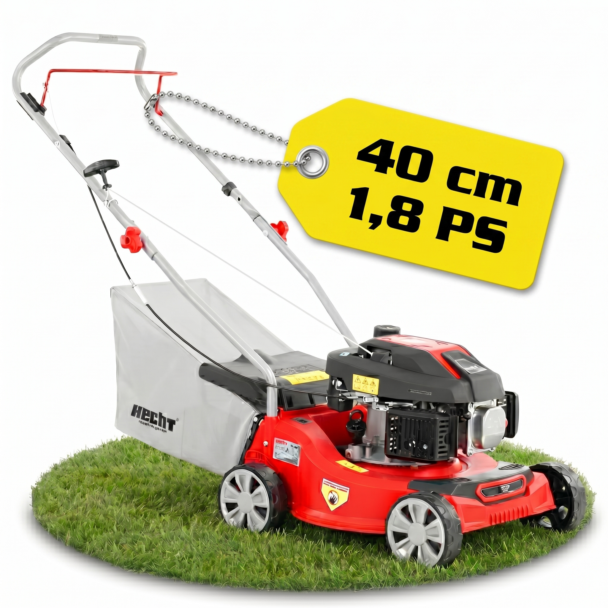 Image of Petrol Lawn Mower 40 Cm Cutting Width With 45 L Grass Catcher – 4-stroke Engine 79.8 Cm³, 3- Height Adjustment 25 To 65 Mm, Pull Start, 17.5 Kg Lightweight, Including Engine Oil And Spark Plug Wrench