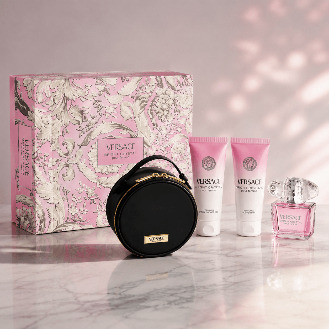 Bright Crystal Women's Gift Set – Eau De Toilette 90 Ml + Shower Gel 100 Ml + Body Lotion 100 Ml + Toiletry Bag