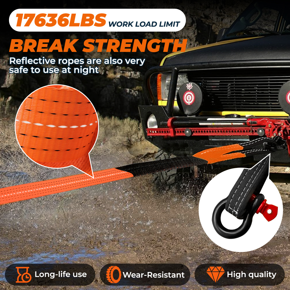 High Strength Car Tow Rope Kit with D-Shackles & Storage Bag