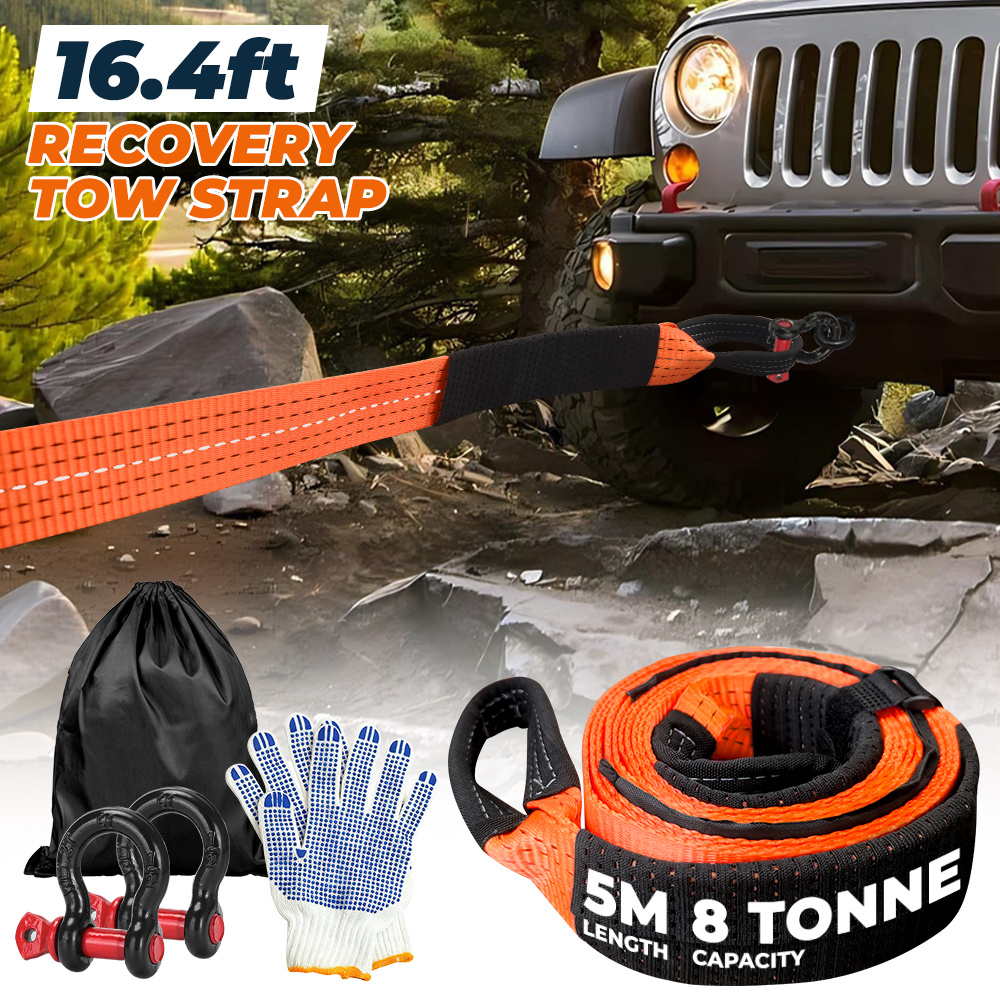 High Strength Car Tow Rope Kit with D-Shackles & Storage Bag