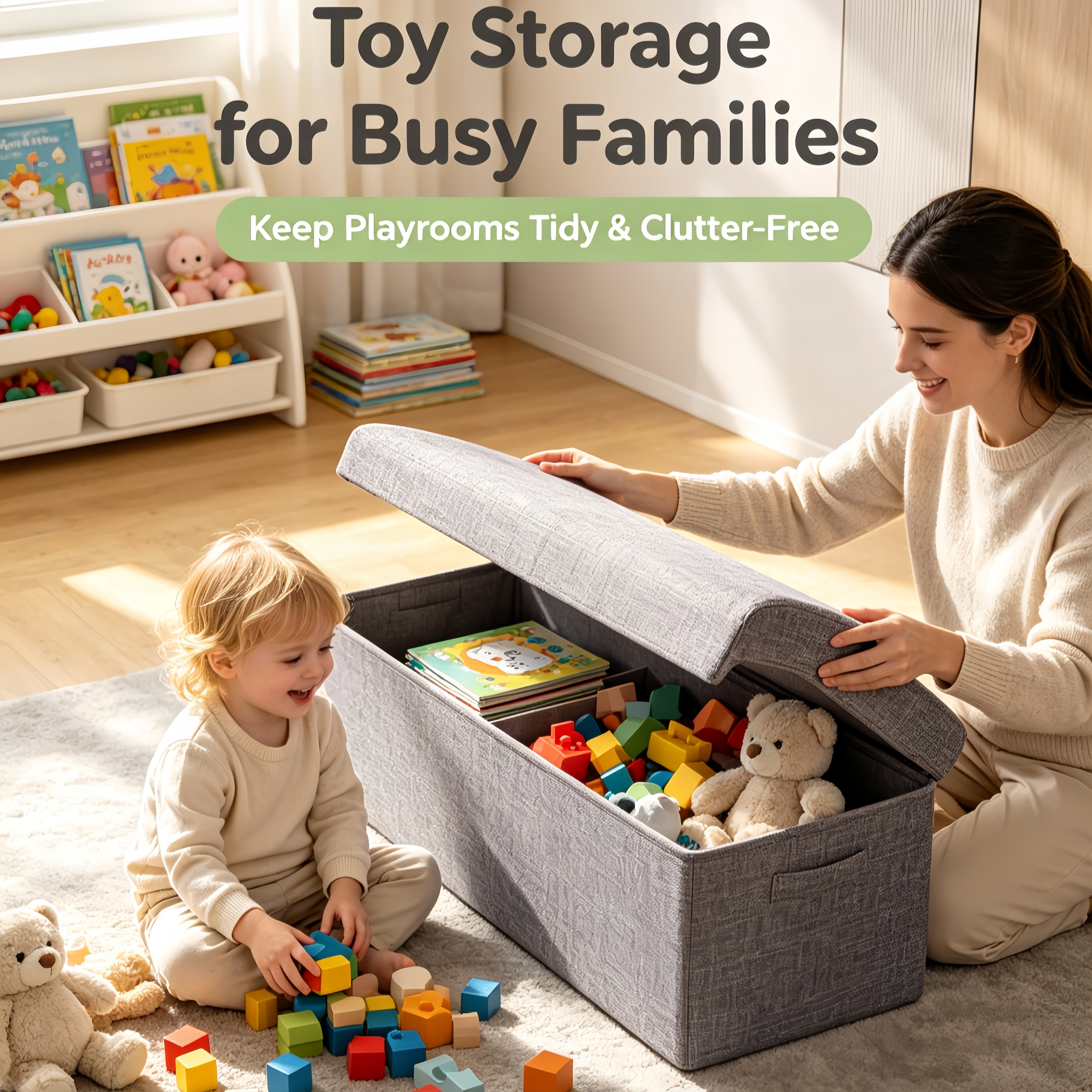 Large Capacity Folding Storage Stool for Living Rooms
