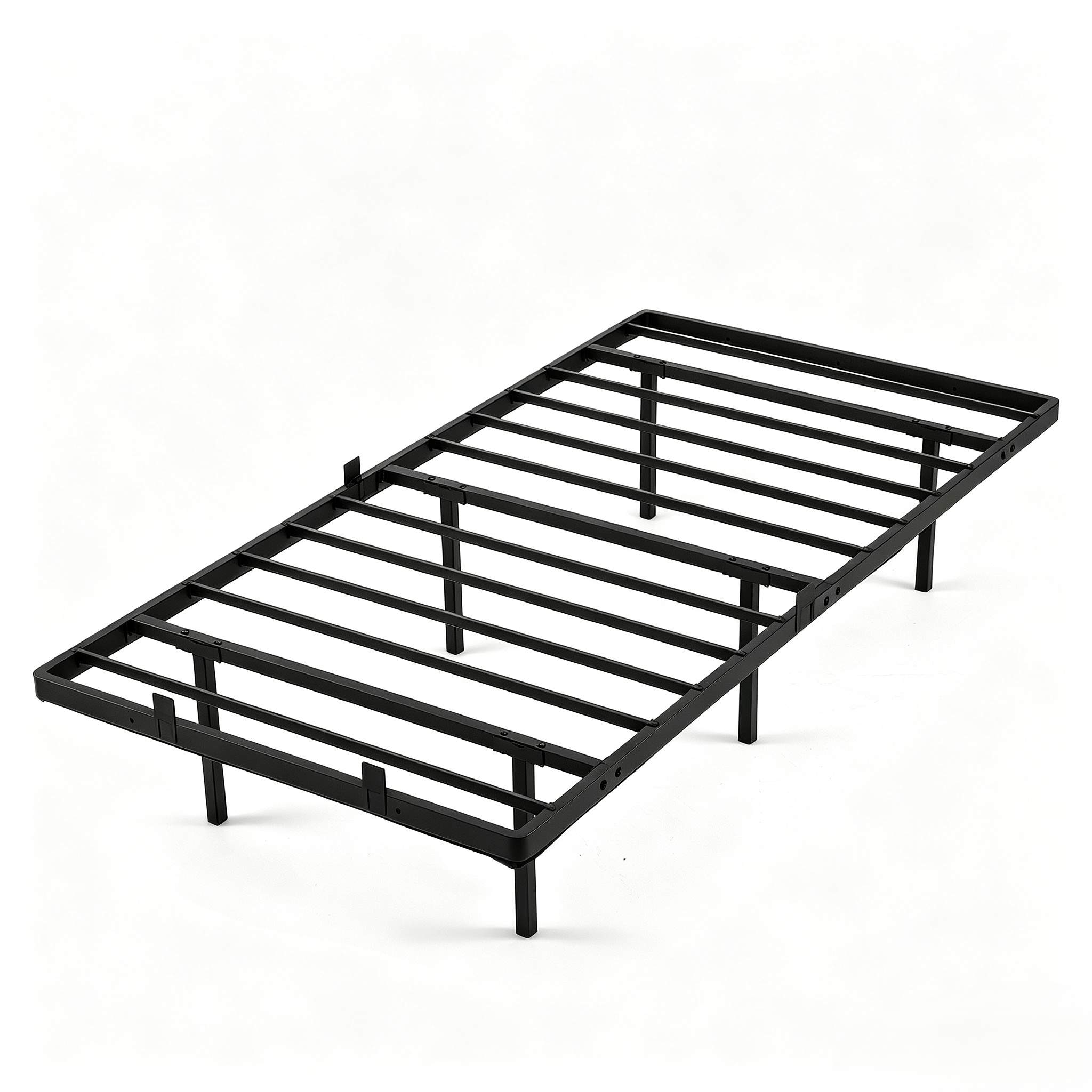 1pc Black Iron Bed, 200x90cm, Sturdy Metal Frame Bed, 35cm High, For Home
