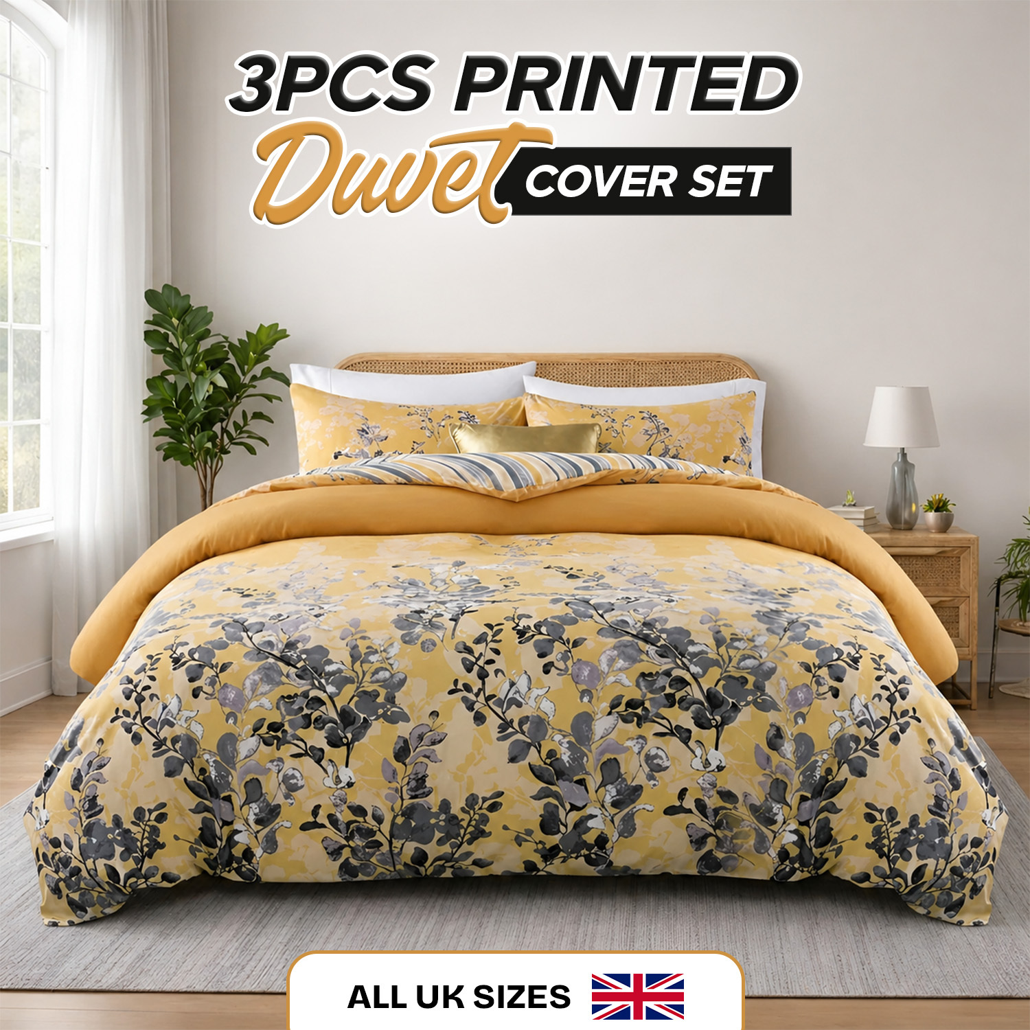 TEMU 3pcs Printed Duvet Cover Set With Pillowcases – Soft Breathable Microfiber Bedding, Reversible Quilt Cover, Hotel Quality, Machine Washable,