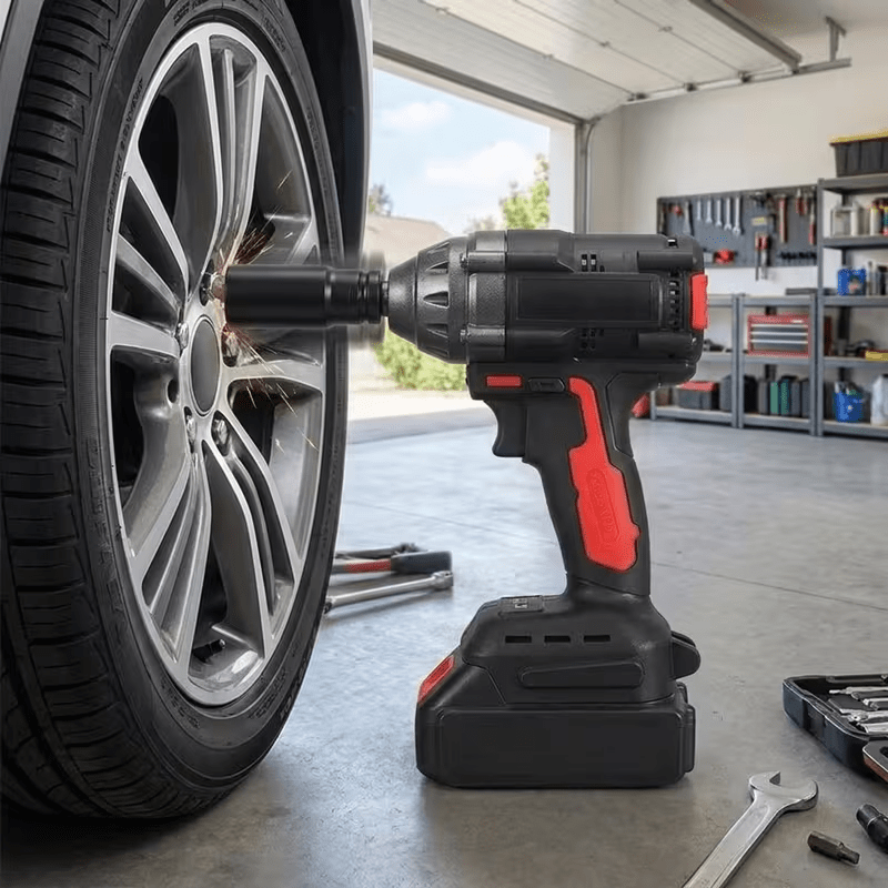 1000n Max Torque Impact Style Socket Wrench 1/2 Inch Drive Automotive Tire Repair Hand Tool Full Accessory Pack Sockets Work Gloves Auxiliary Storage Blocks For Heavy Duty Fastening Work