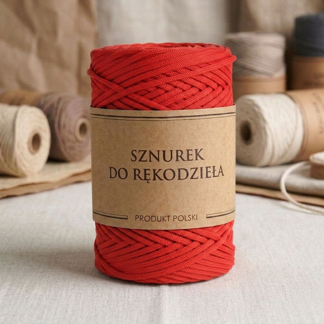 Flat Polyester Cord For Macrame Crafts, Red, 3mm, 100m