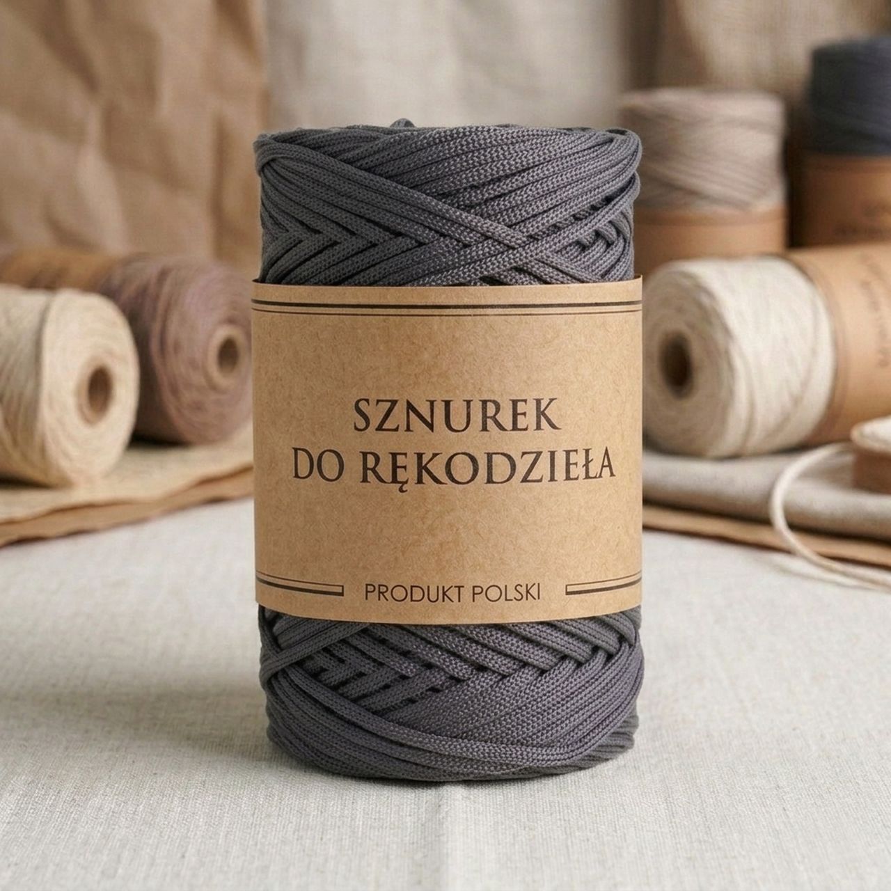 Polyester Flat Cord For Macrame Handicraft Dark Grey 3mm 100m