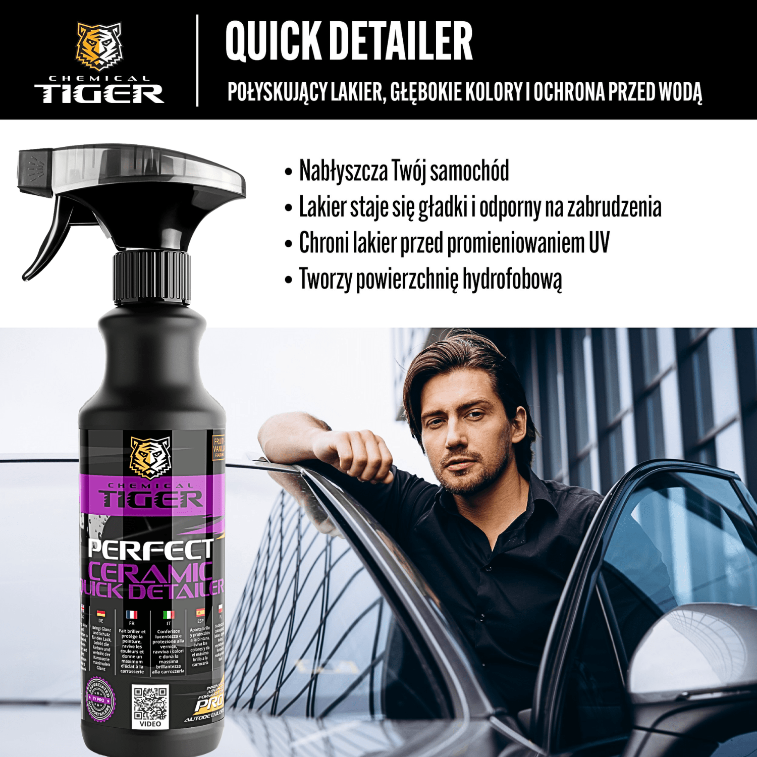 zdjęcie przedmiotu   ceramiczny hydrofobowy spray do lakieru 500 ml - ceramic quick detailer do lakieru połysk głębia ochrona - ceramiczna powłoka do samochodów, polerka i ochrona lakieru samochodowego, hydrofobowy, długotrwała ochrona, odświeżający wygląd - łatwa aplikacja, odporny na warunki atmosferyczne, duża pojemność, wysoka jakość
