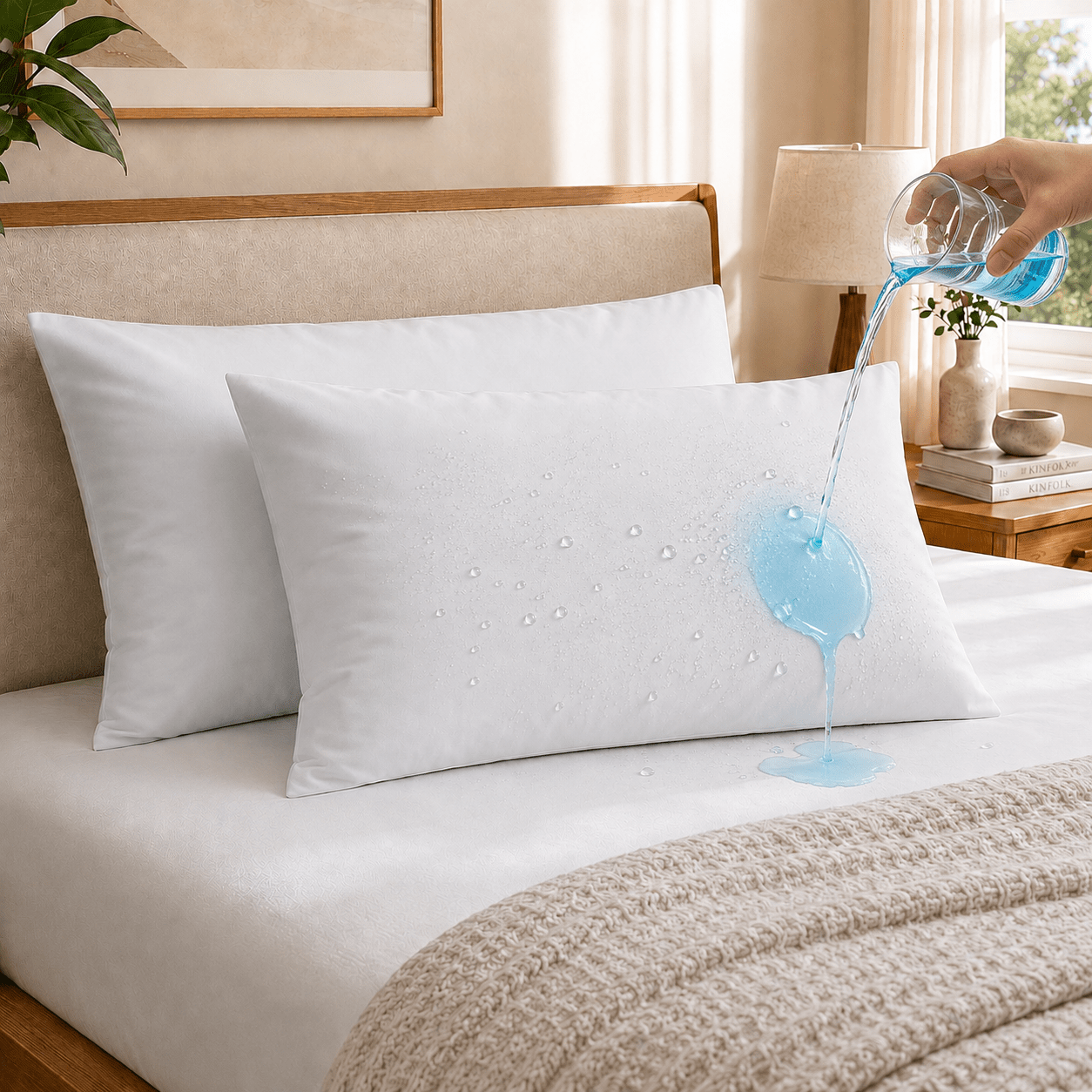 TEMU Fundas de Almohada Impermeables Pack 2, Tejido Jersey , Cierre de Cremallera, Transpirables y Silenciosas, Protectores Anti-Humedad, 45 x 75 cm