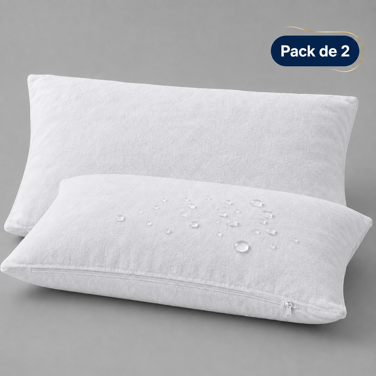 TEMU Fundas de Almohada Impermeables Pack 2, Tejido de , Cierre de Cremallera, Transpirables y Silenciosas, 45 x 75 cm, Blancas – Protector de
