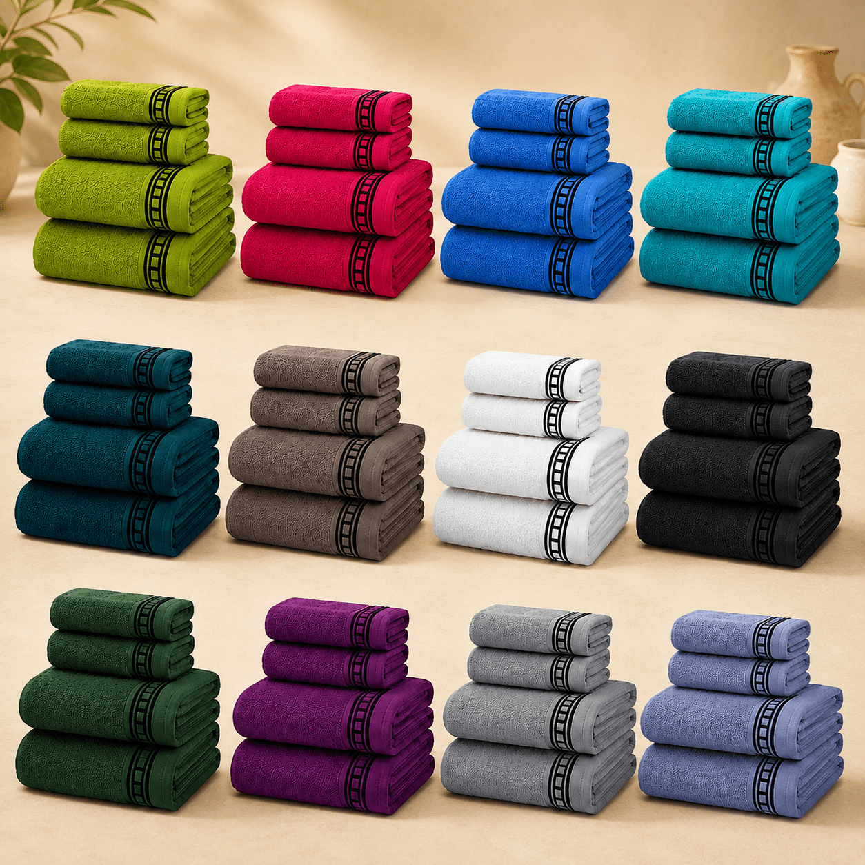 TEMU Juego de Toallas de Algodón de 4 Piezas – 2 Toallas de Manos 50 x 100 cm y 2 Toallas de Tocador 30 x 50 cm, y Absorbente, Color Liso, para Baño,