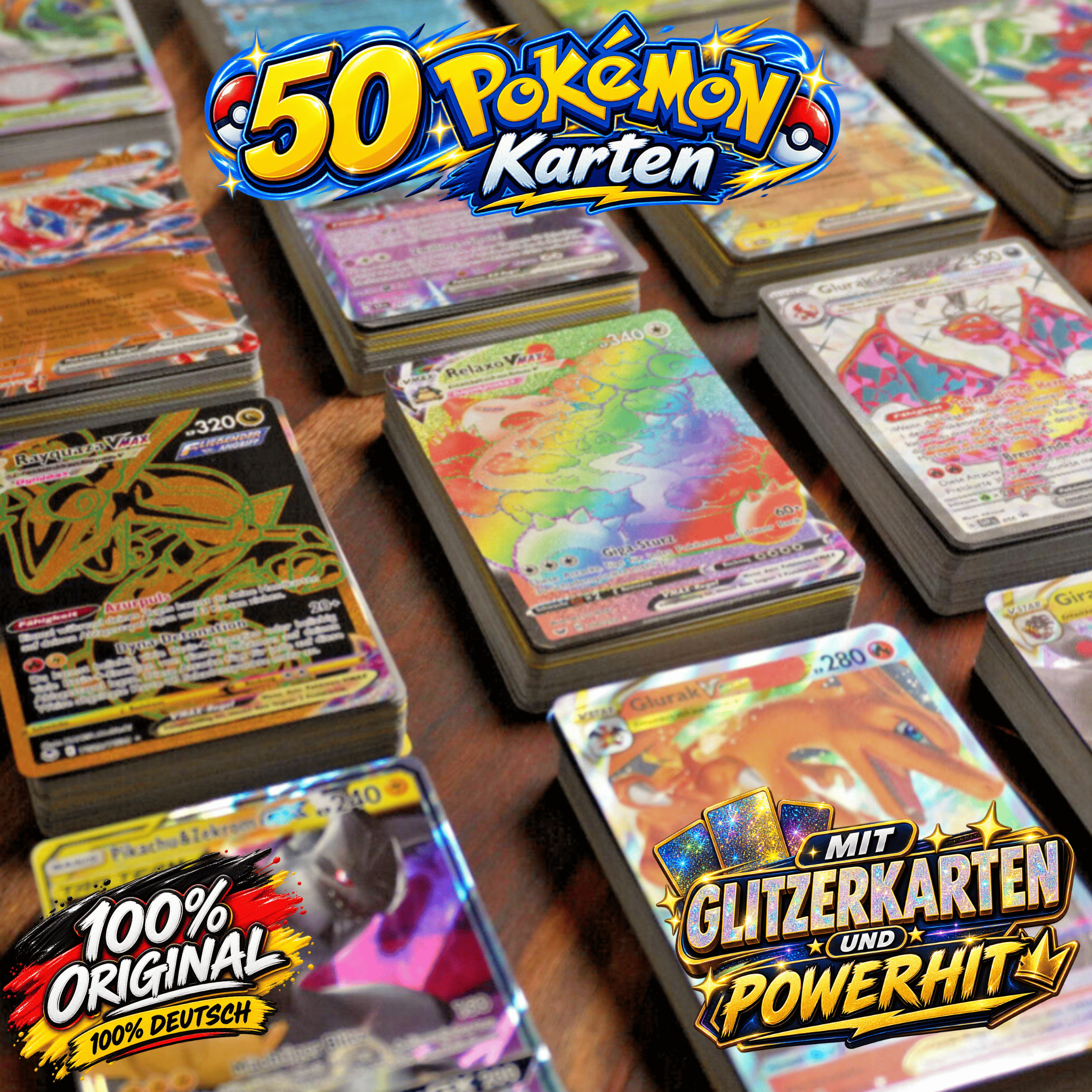 Kids ! 50 Cards, 1 Ex/gx///v/rainbow Or Rainbow Guaranteed!
