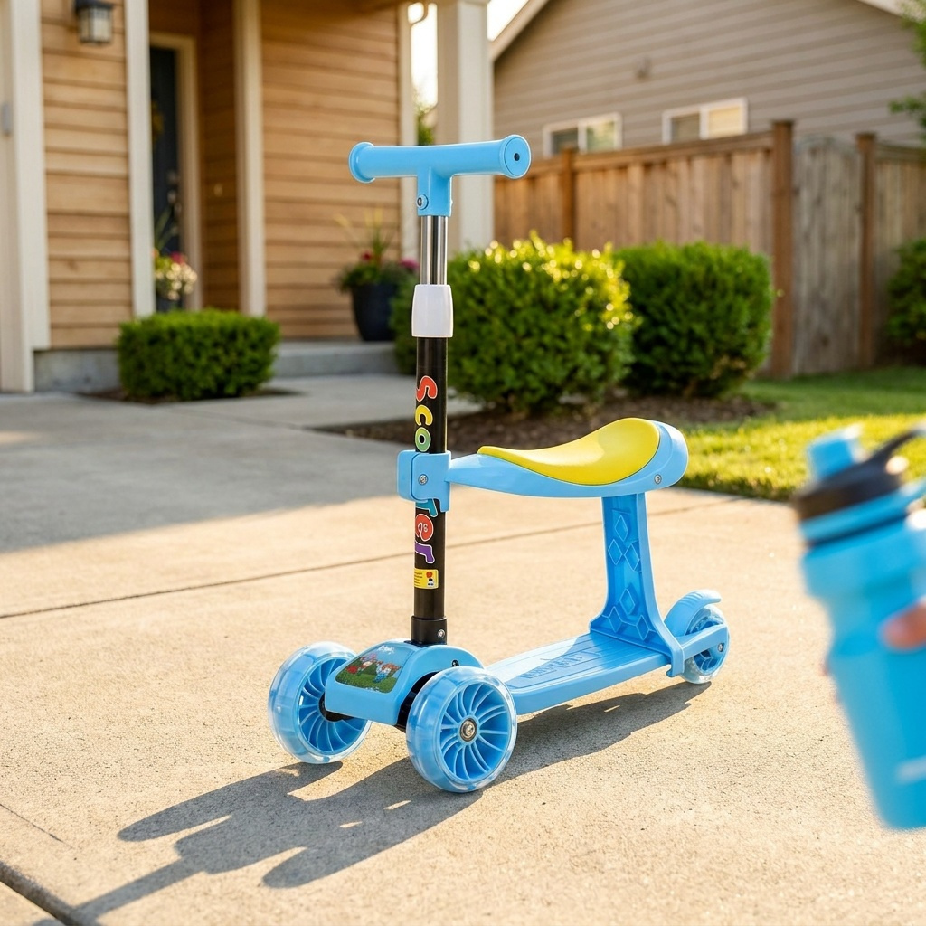 Image of Kids 3‑wheel Kick Scooter Adjustable Height Toddler Scooter, Foldable Children Scooter For Boys Girls Indoor Outdoor Play