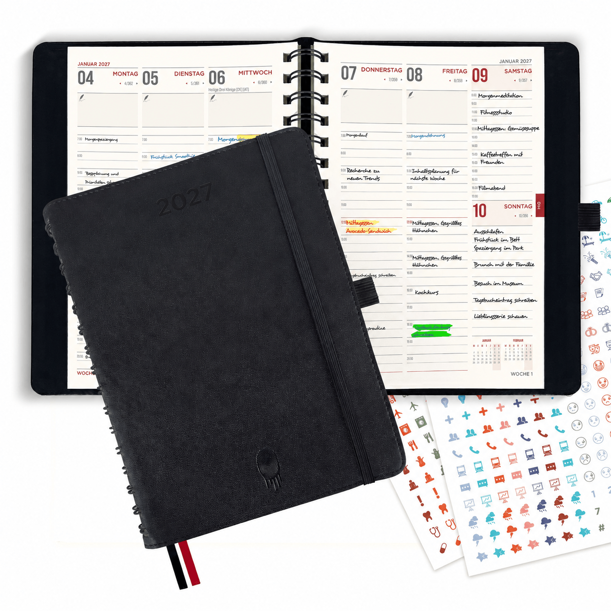 TEMU Colortouch 2027 Appointment Planner, A5 / A4 Calendar, Weekly Planner With Softcover, Ring Binder Appointment Calendar, 30-minute Planner With 2