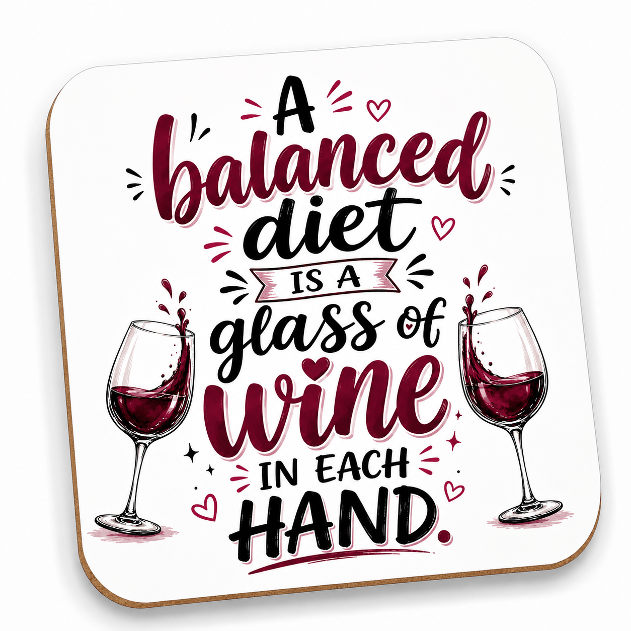 TEMU Funny Wine Coaster For Women, A Diet Wine Quote, Glossy Mdf Drink Coaster, 9cm, Wine Lover Gift For Her, Girls Night Home Bar Kitchen Decor, 1pc