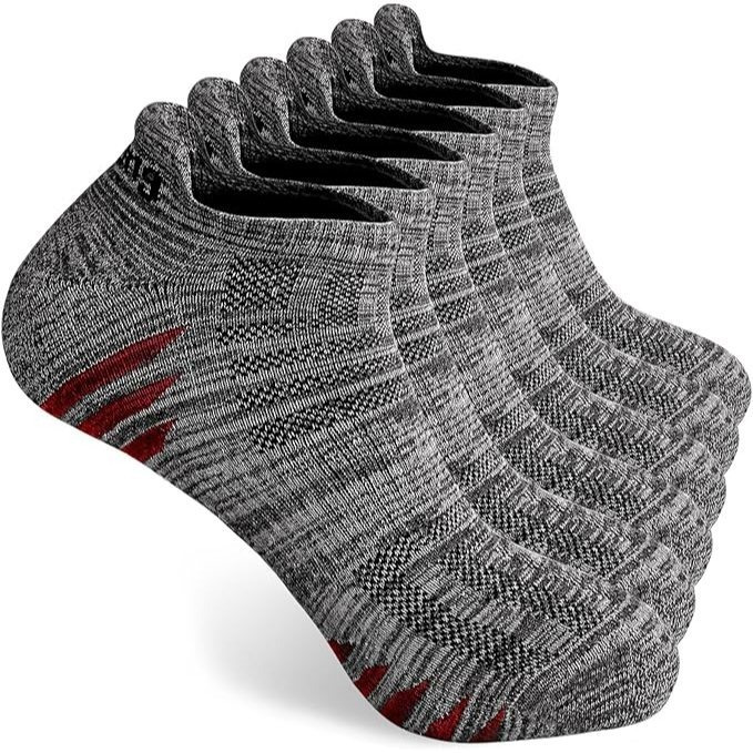 Image of 6 Pairs Of Training Socks With Arch Support, Cotton Ankle Socks, , Summer Running Socks Xl, Grey