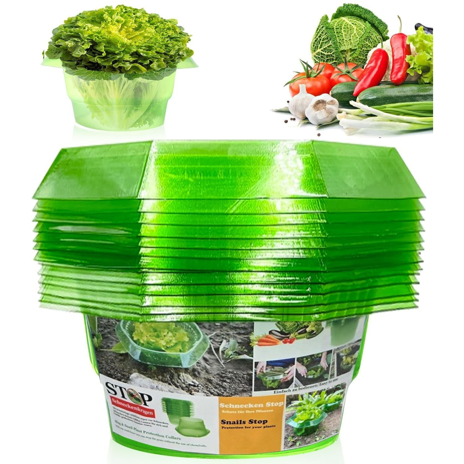 Image of 12 Pack Reusable Anti-snail Collars, Effective Slug & Snail Barrier Rings, Garden Plant Protection Collars For Lettuce, Cabbage, Outdoor Vegetable Beds