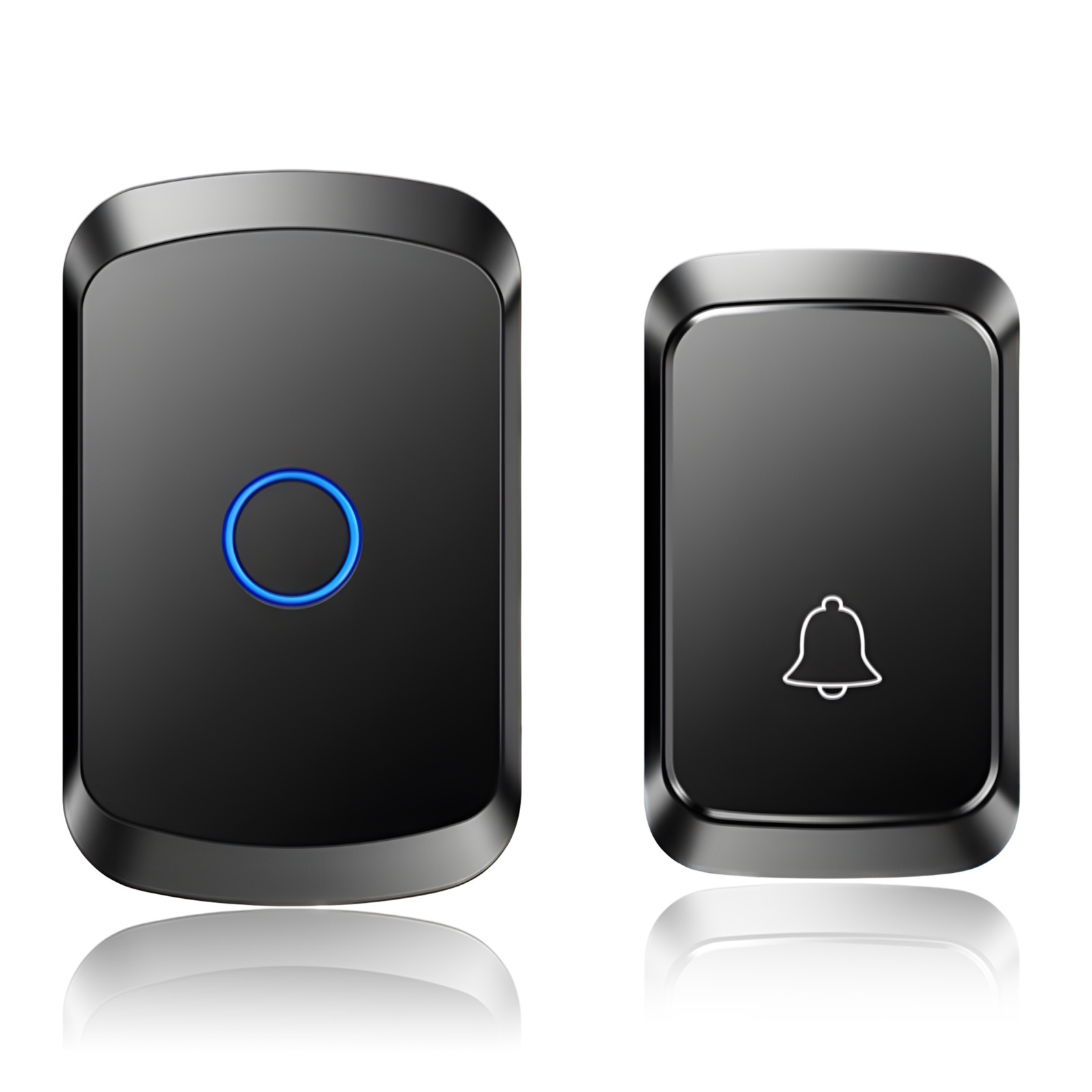TEMU Wireless Doorbell Set, Extra Long Transmission Distance Door Bell With Led Display, 60 Ringtones & 5-level Volume Adjustment, Black Square