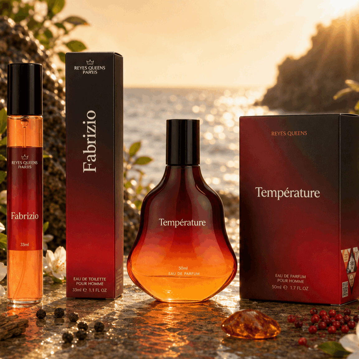 TEMU Set de 2 piezas de agua de perfume Température para hombre – Tamaño completo de 50 ml + Tamaño de viaje de 33 ml | , amaderado y audazmente