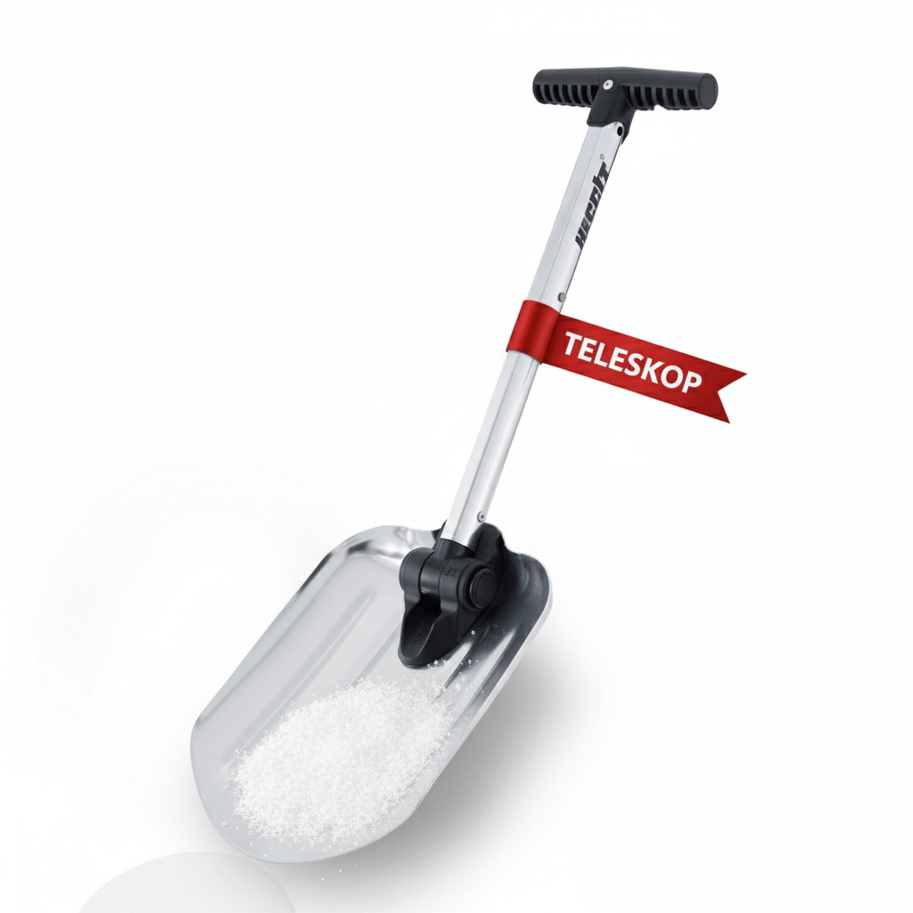Image of Folding Snow Shovel With Telescopic Handle 24 To 37 Cm – Car Snow Pusher With 20.5 Cm Aluminum Blade, Rubberized T-handle, And 0.5 Kg Weight For Trunk, Car, And Windshield