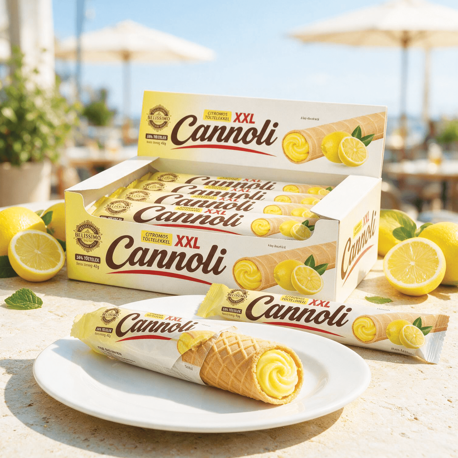 20-pack Bellissimo Cannoli Xxl Giant - Crispy Wafer Sticks With Lemon Filling 20x42g