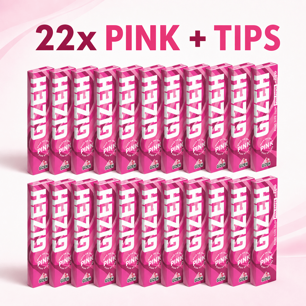 Image of Pink Paper + Tips King Size Slim – Pink Rotating Paper With Filter Tips – Practical Bulk Pack