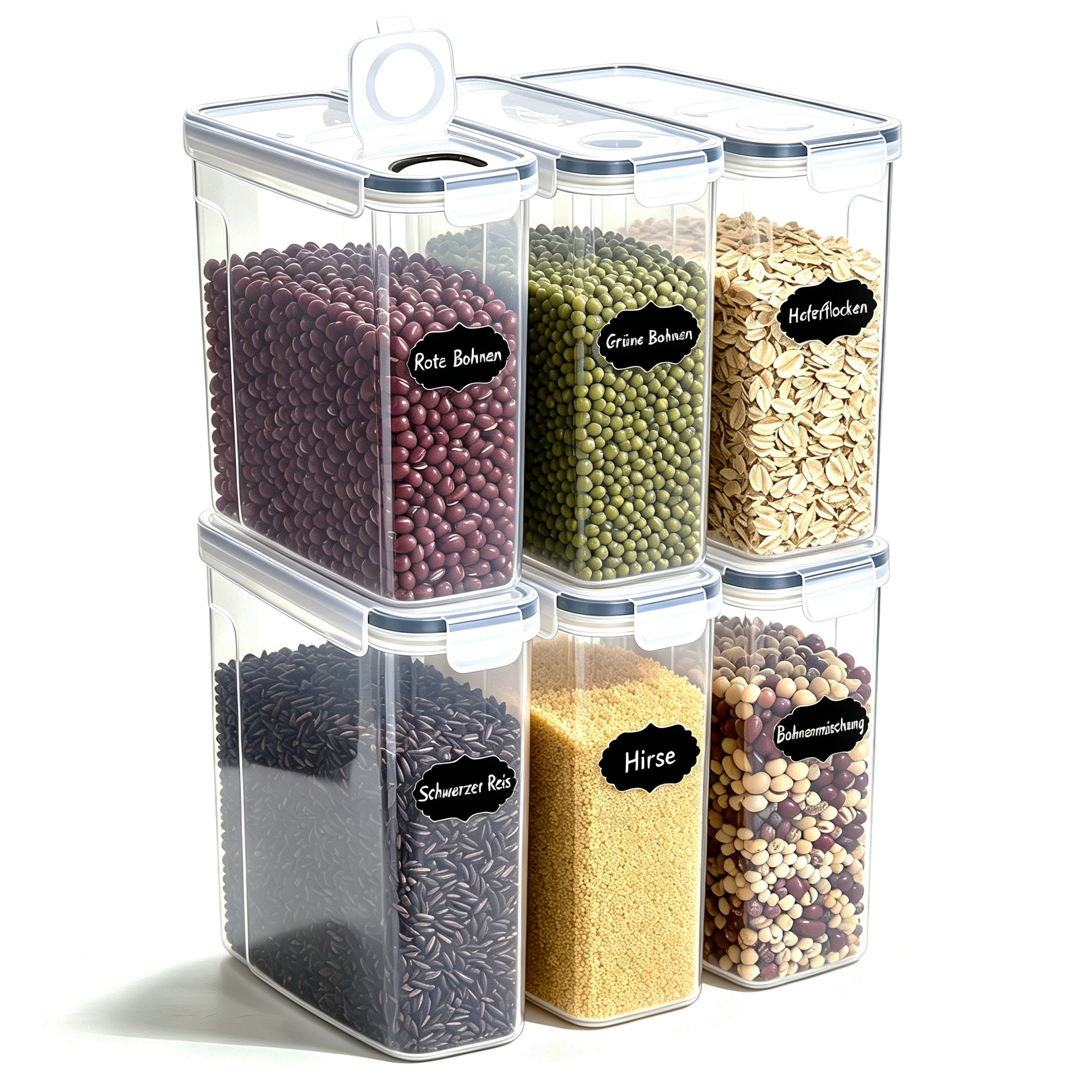TEMU 2L/4L Vorratsdosen Luftdicht, Aufbewahrungsbox Küche mit Deckel aus Plastik, Vorratsbehälter Müslidose für Getreide, Mehl, Müsli