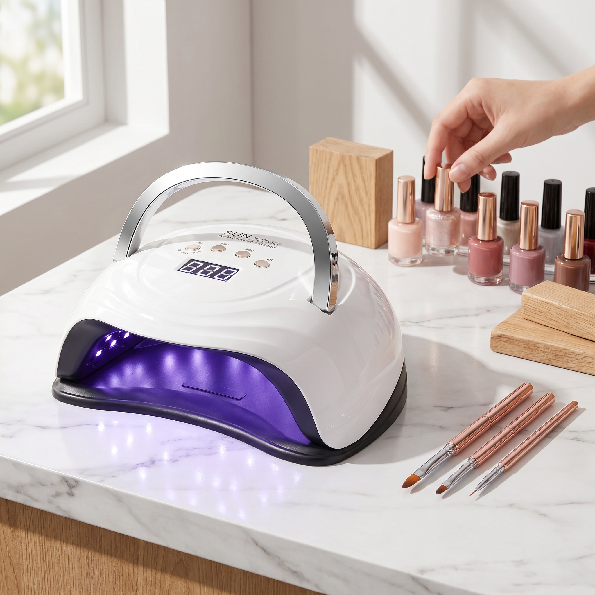 Image of 380w 81led Fast Curing Nail Lamp, Automatic Sensor Uv Gel Nail Dryer With Lcd Display & 4 Timers, Portable Manicure Tool