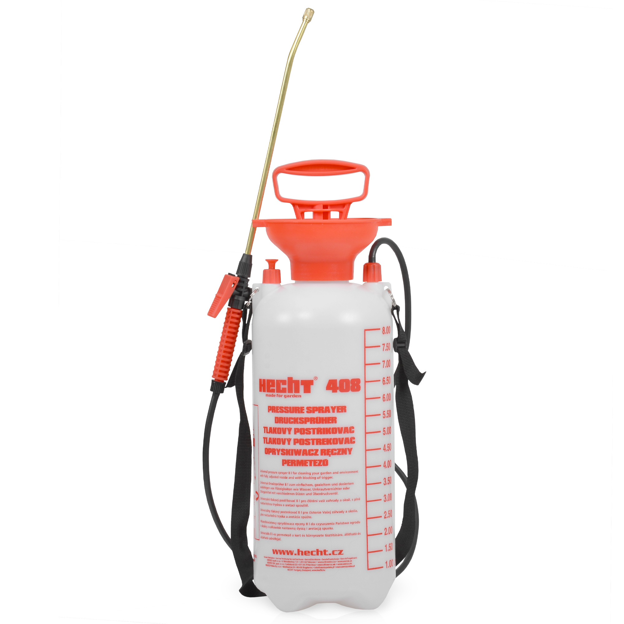 Image of 8 Liter Pressure Sprayer With 50 Cm Stainless Steel Spray Wand – Garden Sprayer With Carrying Strap And 3 Bar Working Pressure For Plant Protection, Fertilizer, Weeds, And Cleaning