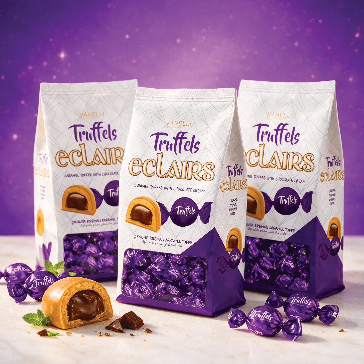 3-pack Vanelli Truffle Eclairs – Caramel Toffee With Chocolate Cream Filling (3x120g)