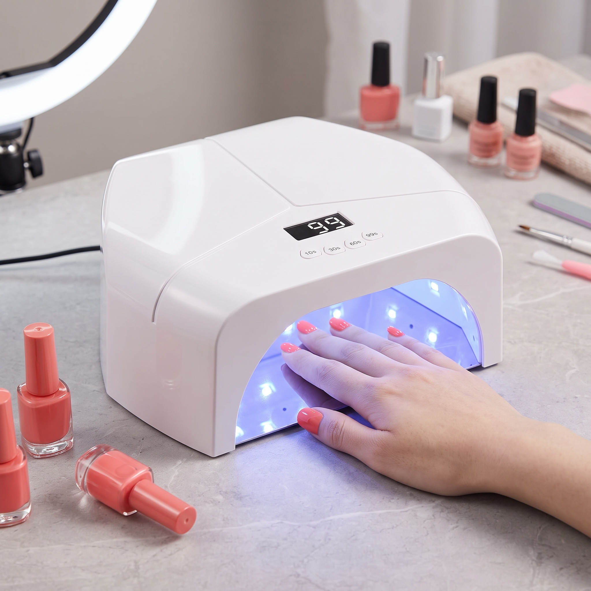 Image of 72 Beads Uv Nail Dryer Lamp, Fast Curing Gel Nail Light With Smart Sensor, 4 Timers & Removable Magnetic Base, Salon Home Manicure Tool