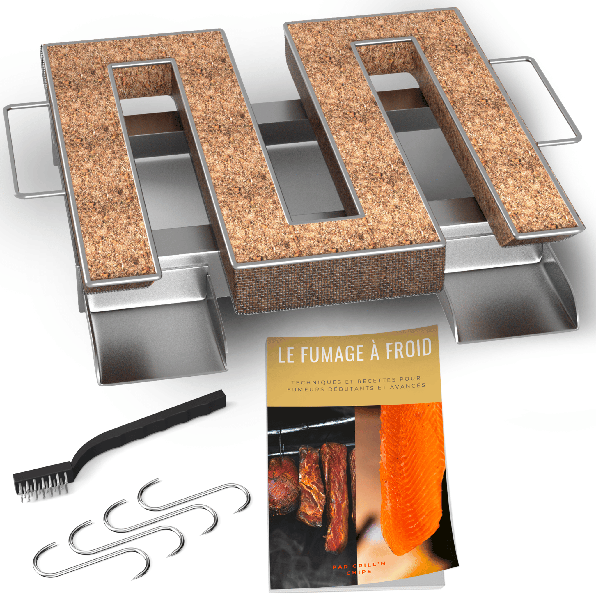 Image of Grill'n Chips Smoke Generator Brand Stainless Steel, – 4 Hooks, Brush And Printed Instructions Without Extra Charge