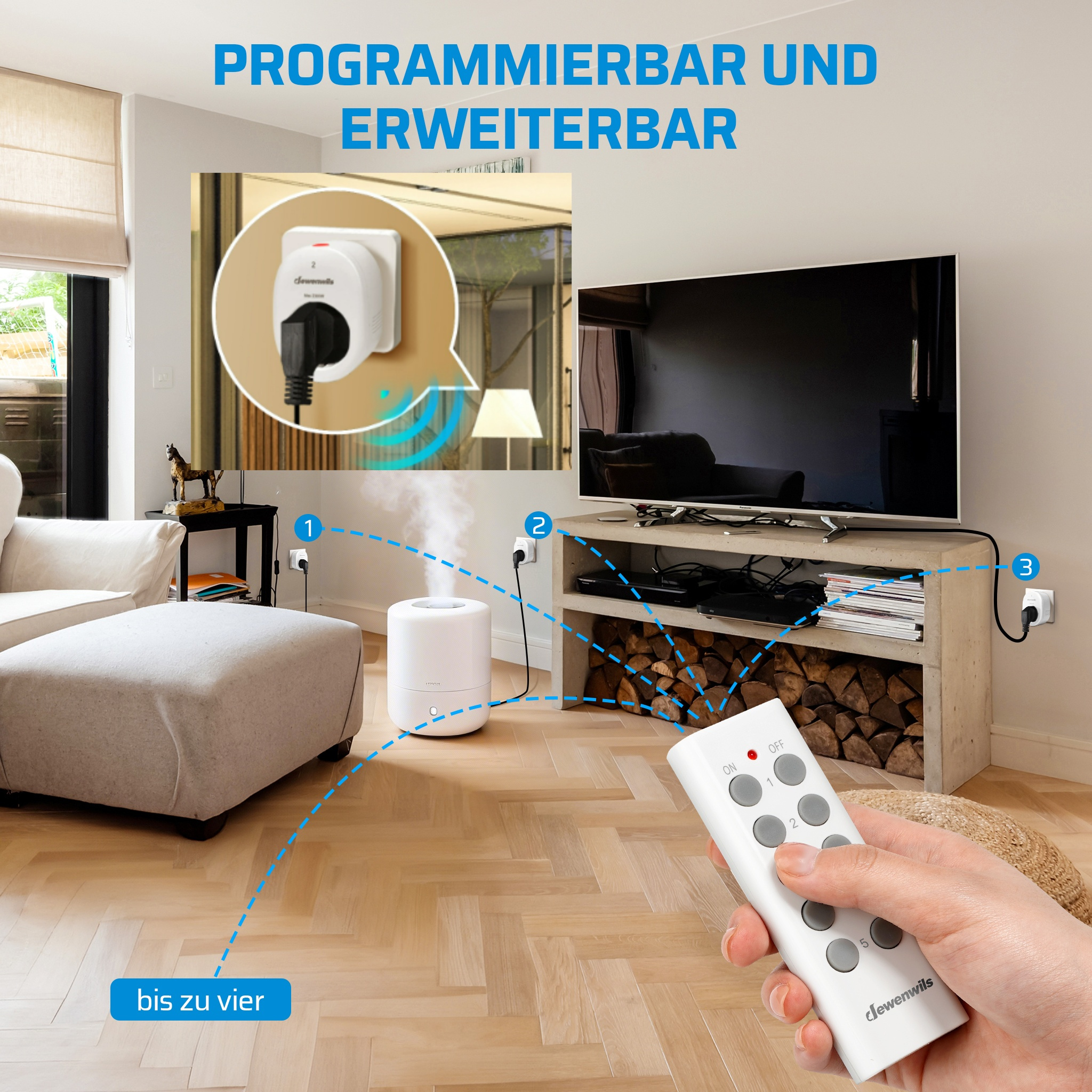 Image of 4pcs Set Of Remote-controlled Sockets - 2300w & 30m Range, With Weekly Program For Lighting, Household Appliances & Holiday Decorations - Expandable, White