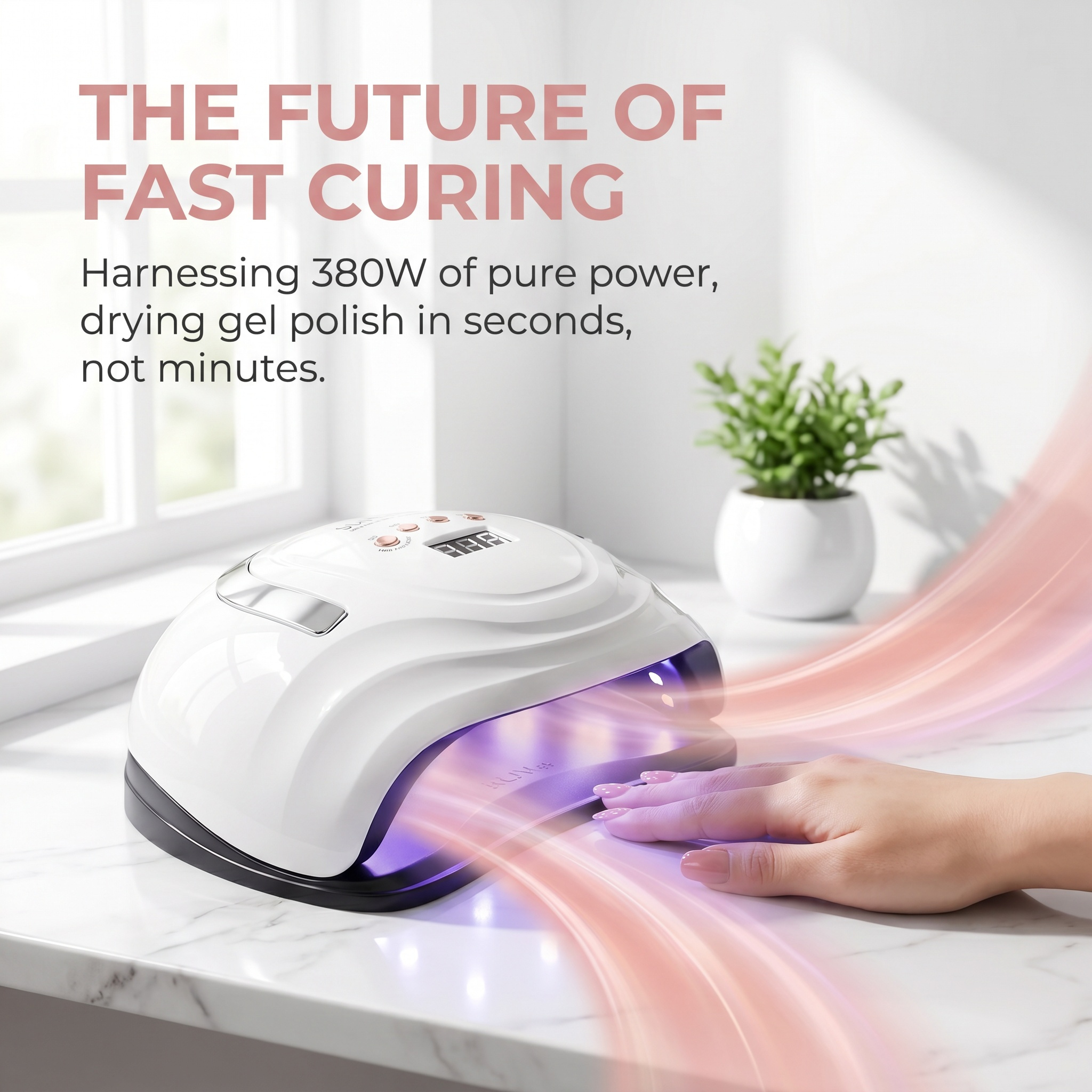 Image of 380w 81led Fast Curing Nail Lamp, Automatic Sensor Uv Gel Nail Dryer With Lcd Display & 4 Timers, Portable Manicure Tool