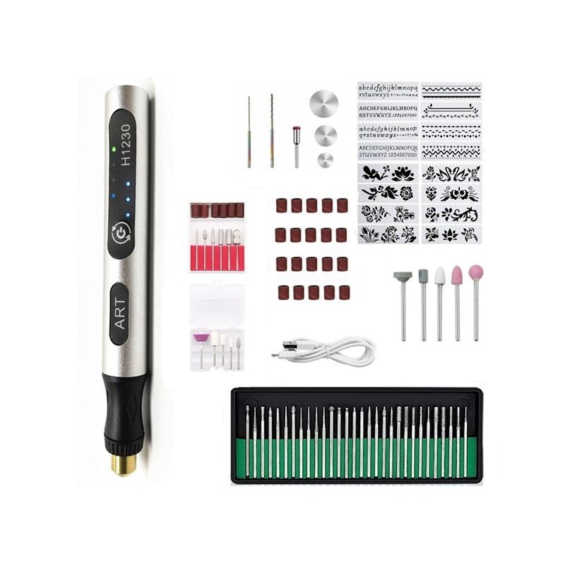 Image of Usb Electric Engraving Pen Kit, Portable Rotary Engraving Tool With 50 Drill Bits, Mini Diy Etching Pen For Glass, Jewelry, Nail Art And Craft Decoration
