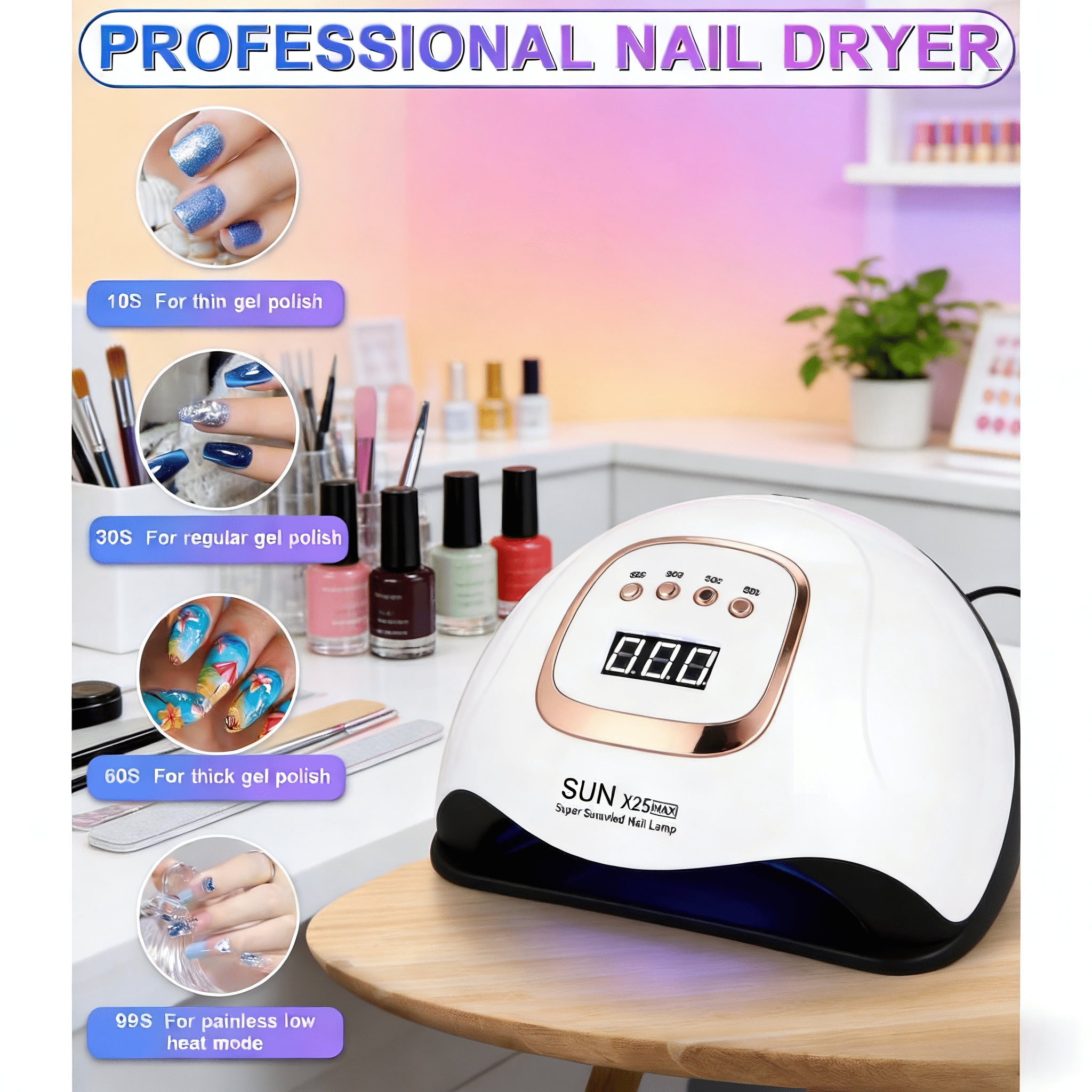 Image of 380w Uv Led Nail Lamp, 85 Beads Fast Gel Nail Dryer With Auto Infrared Sensor, 4 Timer & Lcd Display, Lightweight Portable Manicure Curing Lamp For All Uv Gels