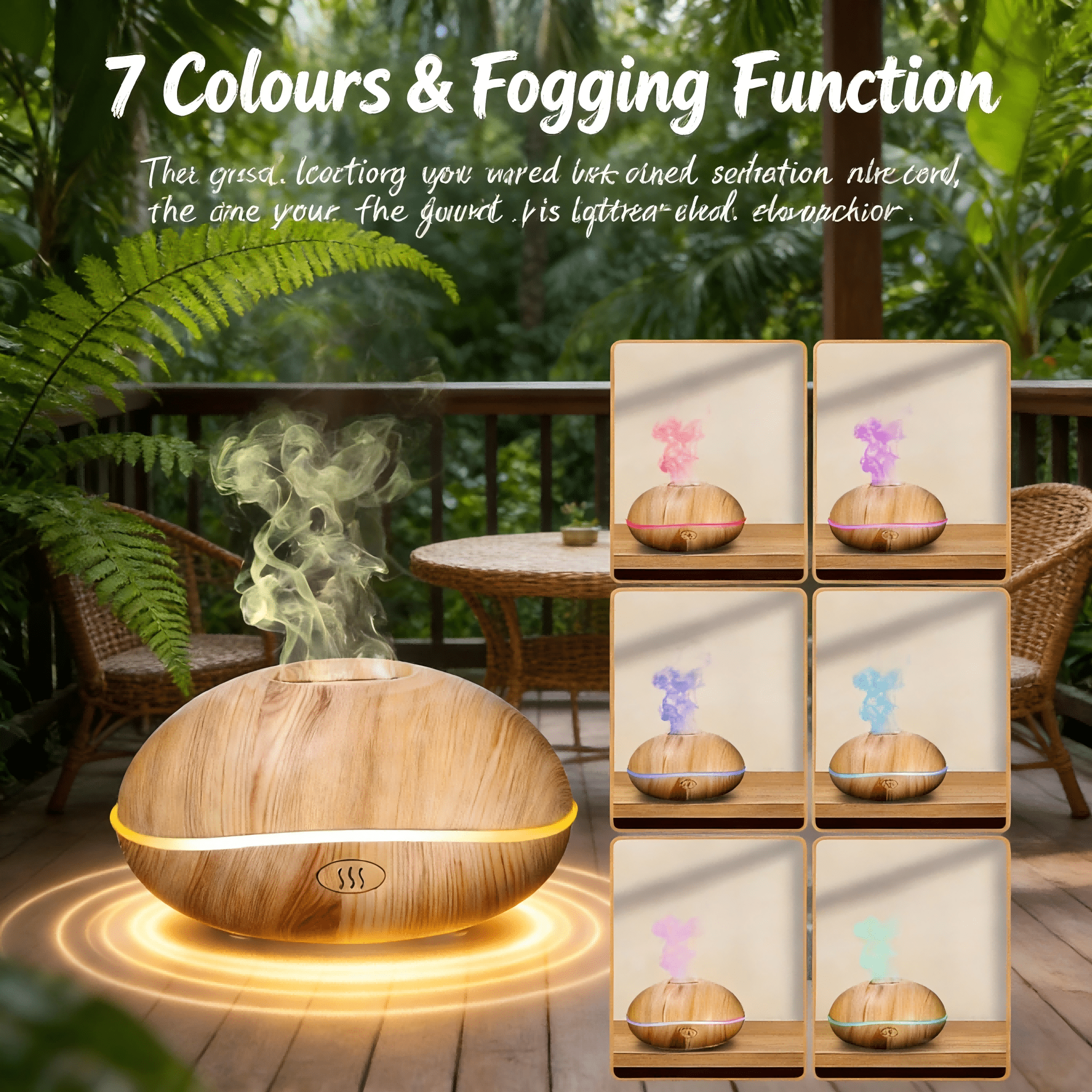 Image of 300ml Flame Effect Diffuser, 7 Color Led Light Essential Oil Diffuser, Humidifier With Waterless Auto Shut-off, Portable Fragrance Machine For Home , Christmas & Halloween Gift