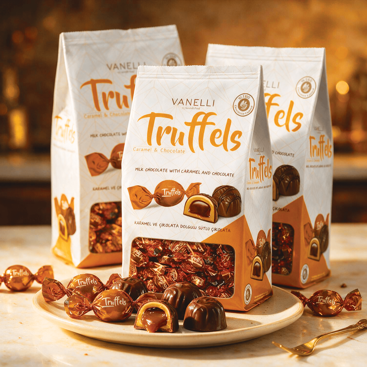 Image of 3-pack Vanelli Truffles – Milk Chocolate With Caramel & Chocolate Content (3x150g) - Christmas Sweets - Christmas Chocolate - Christmas Gifts - Christmas Snacks