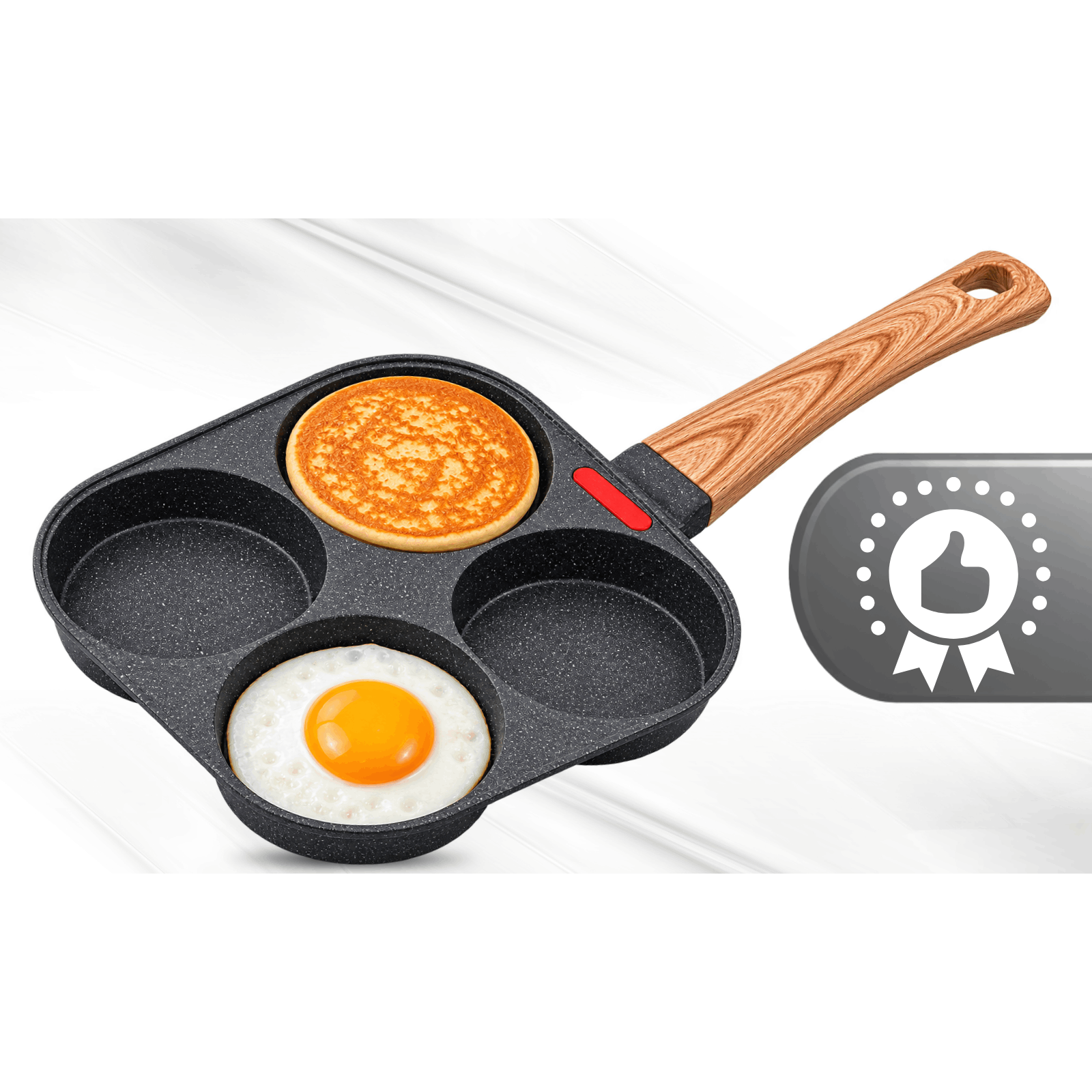 patelnia do naleśników 4 otwory z pokrywką patelnia do jajek sadzonych pancakes placuszków omletów racuchów nieprzywierająca patelnia   z 4 wgłębieniami forma do smażenia naleśników jajek i placków patelnia wielofunkcyjna z pokrywą patelnia   naleśników placków ziemniaczanych jajek sadzonych śniadania patelnia z czterema otworami do równoczesnego smażenia forma na pancakes naleśniki jajka omlety placki patelnia kuchenna