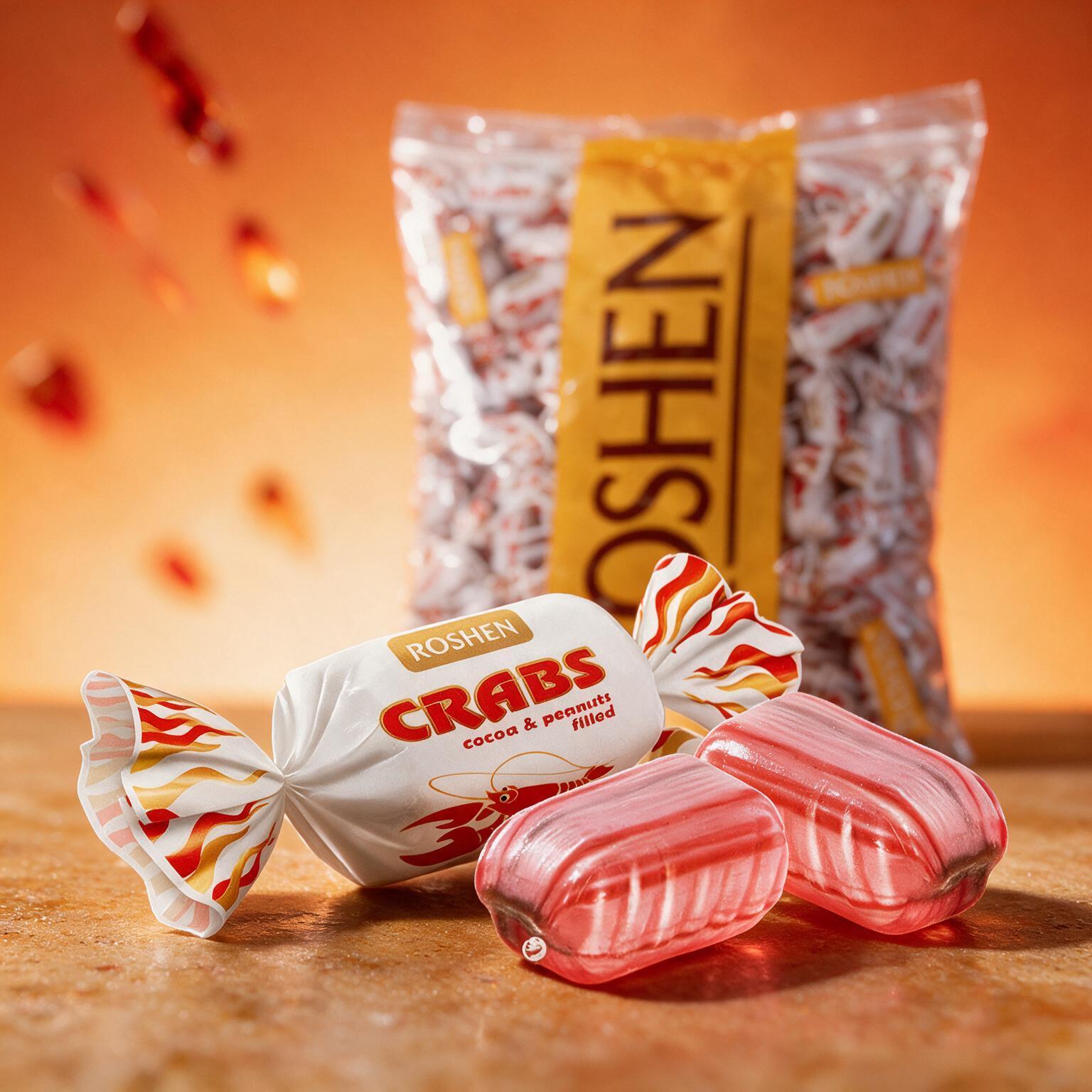 Roshen Crabs Nut Cocoa Drops 1kg - Hard Caramels With A Peanut Cocoa Filling