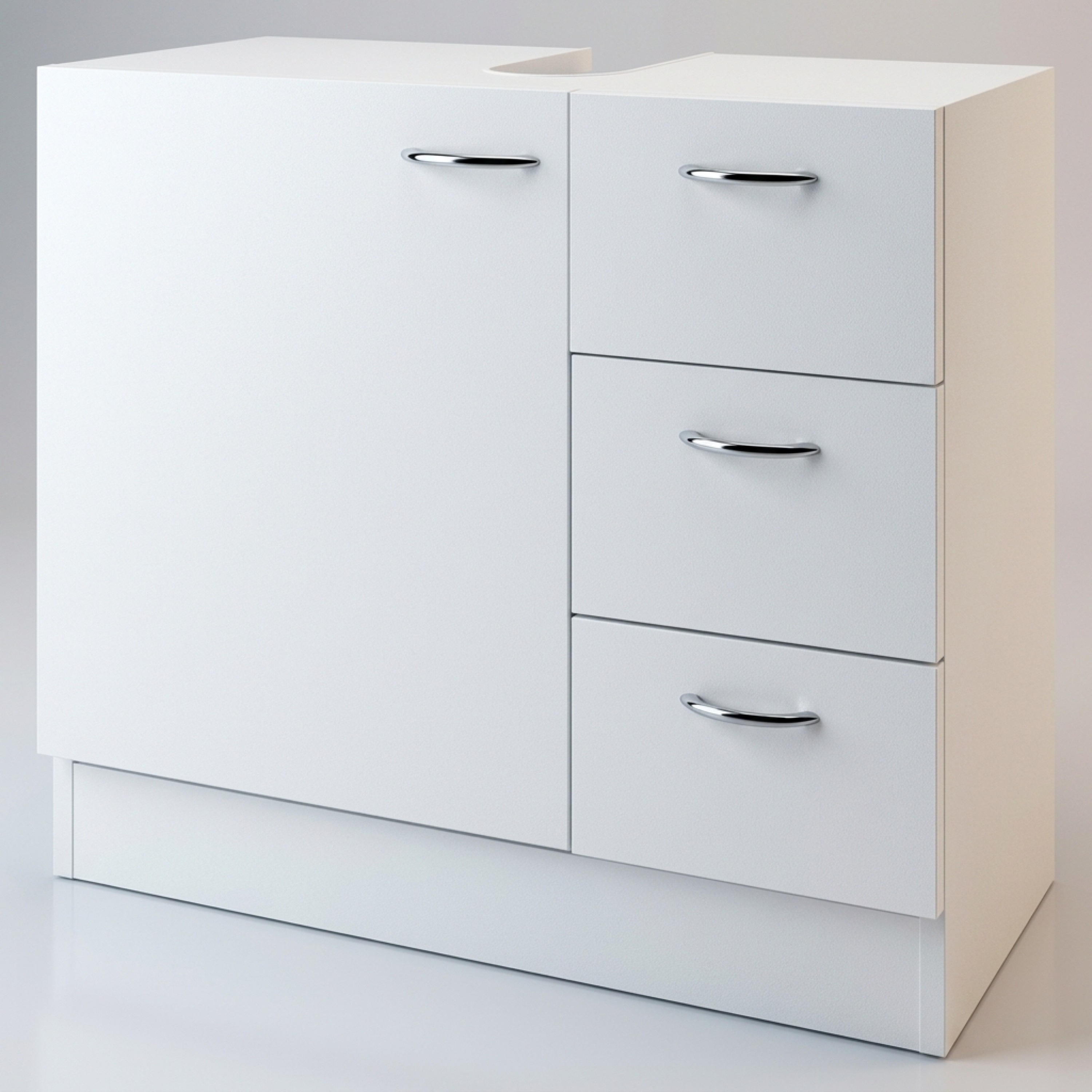 Image of Vanity Cabinet For Washbasin 63x30x54cm, 3 Drawers, Mdf