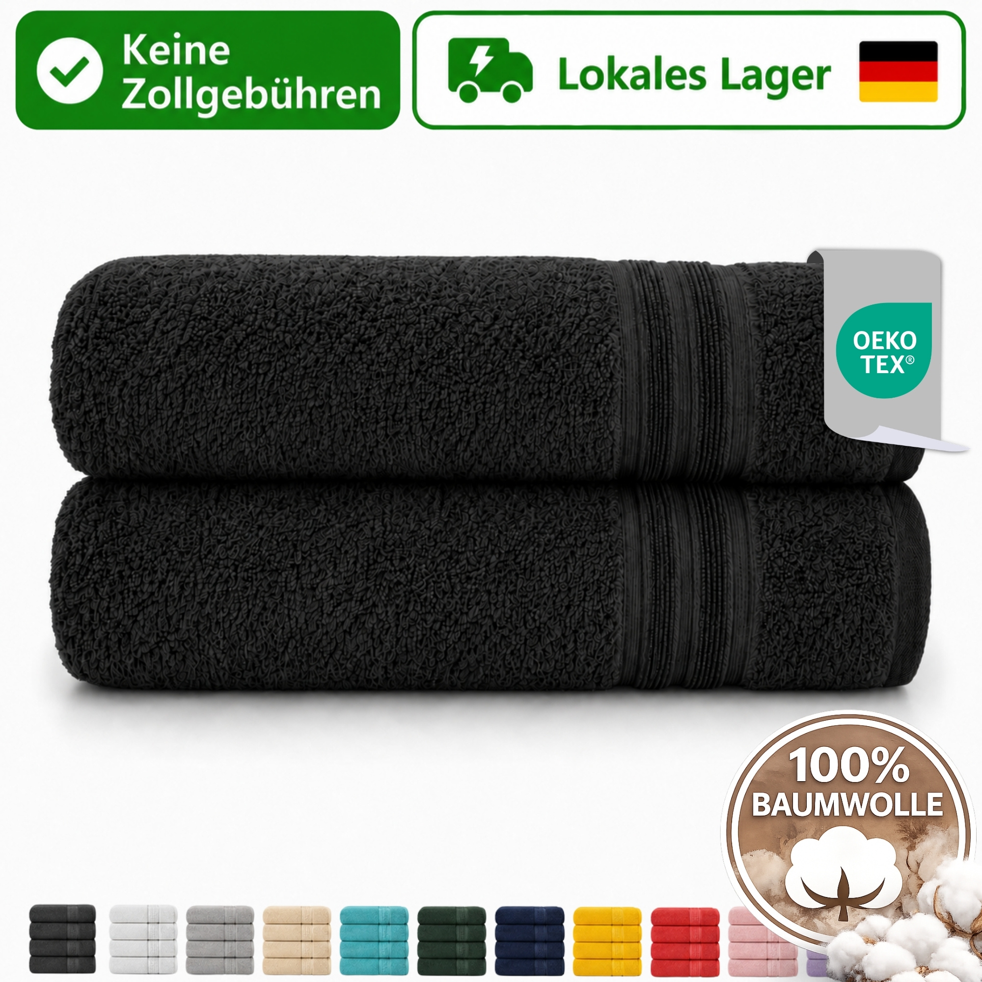 Image of 2-piece Set Of 100% Cotton Towels, Soft Absorbent Cotton Towels, Shower Towel, Bath Towel, Sauna Towel, Beach Towel, 50x100, 70x140, 80x200, 100x200 Cm, 15 Colors