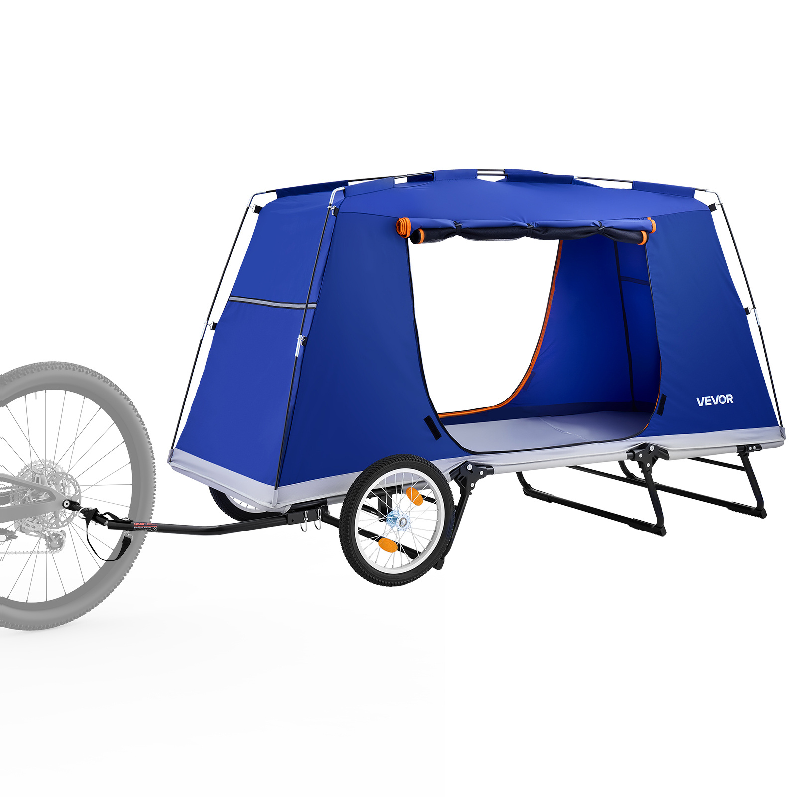 Image of Bike Trailer Tent 300 Lbs Static Load Folding Bicycle Wagon, With 16-inch Wheels, Pu2000 Coating, Carbon , Quick Setup, Fits 22-28 In Wheels, For Off-road Bike Camping & Cargo