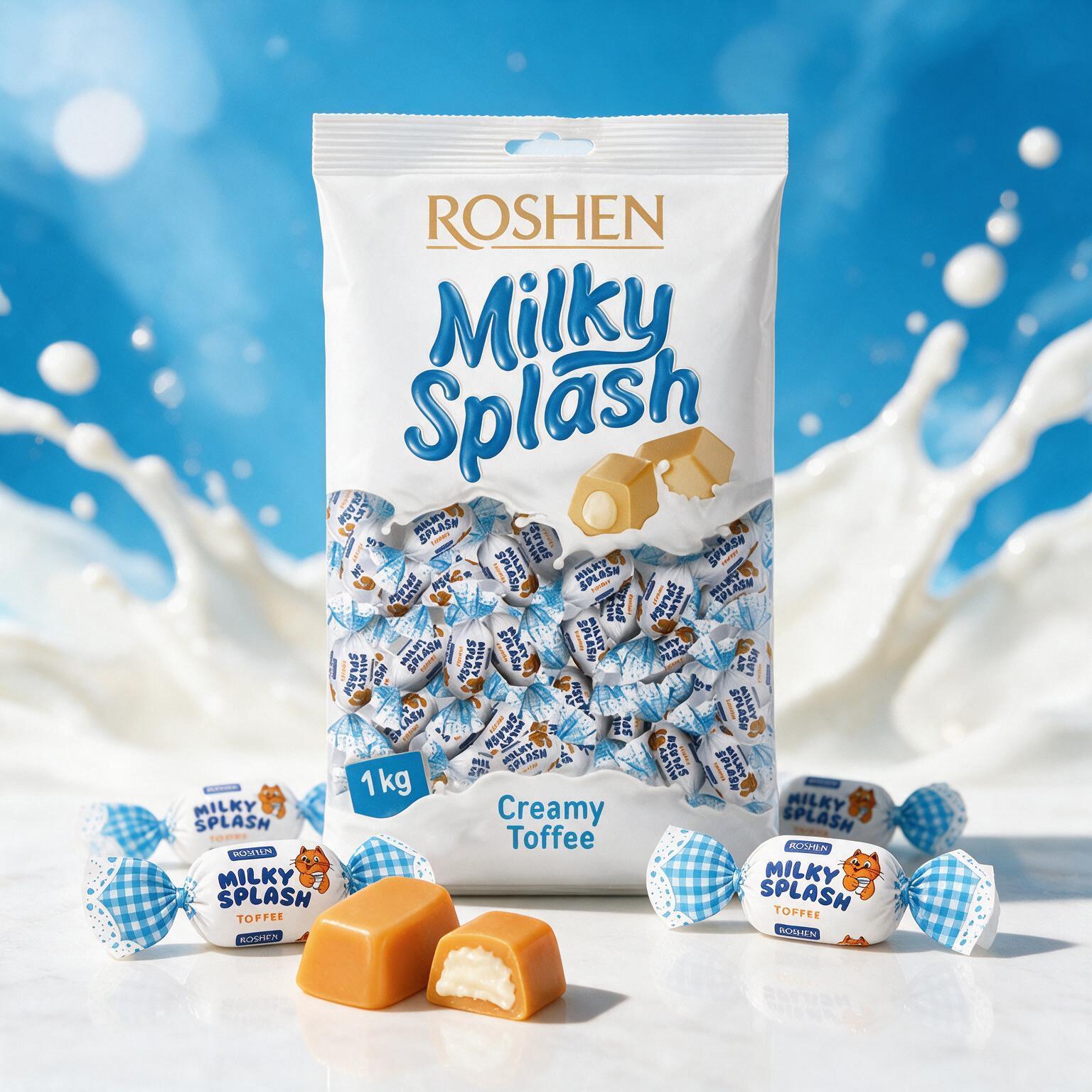 Roshen Milky Splash Toffee 1000g - Toffee With Cream Filling