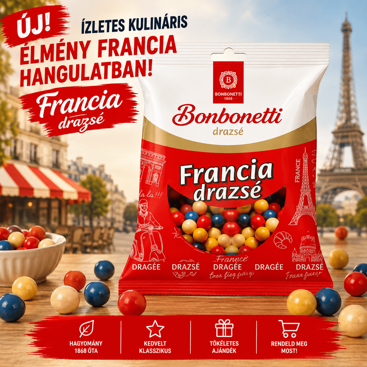Francia Bonbonetti Drazsé Csokoládé Gömbök 70G: retailer-supplied image