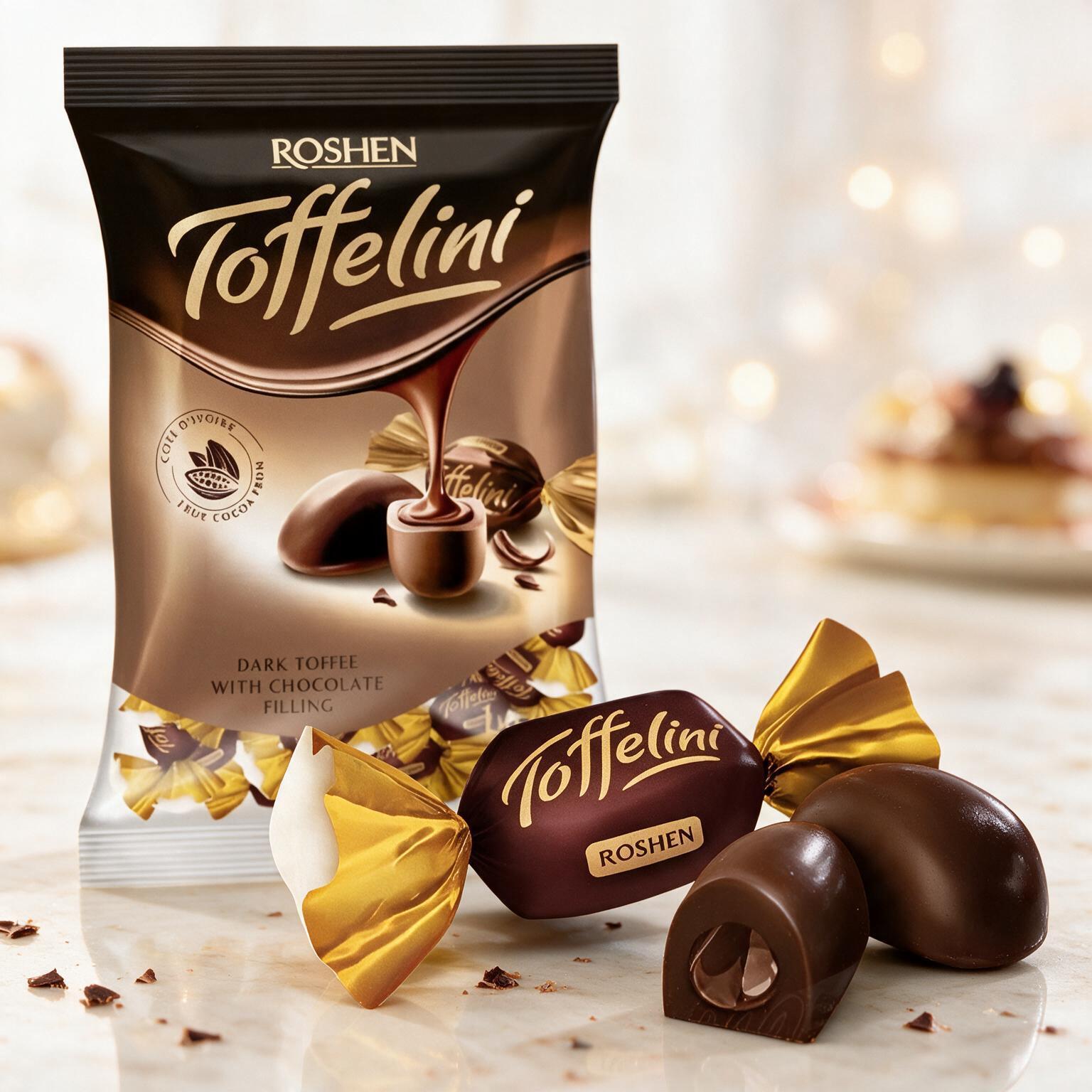 Rosen Toffelini 1000g - Toffee With Cocoa Filling