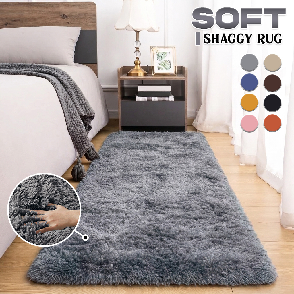 TEMU 1pc Super Soft Shaggy Rug – Deep Pile Non-slip Area Mat, Cosy Plush Texture, Machine Washable, Warm Durable Floor Mat For Living Room, Bedroom &