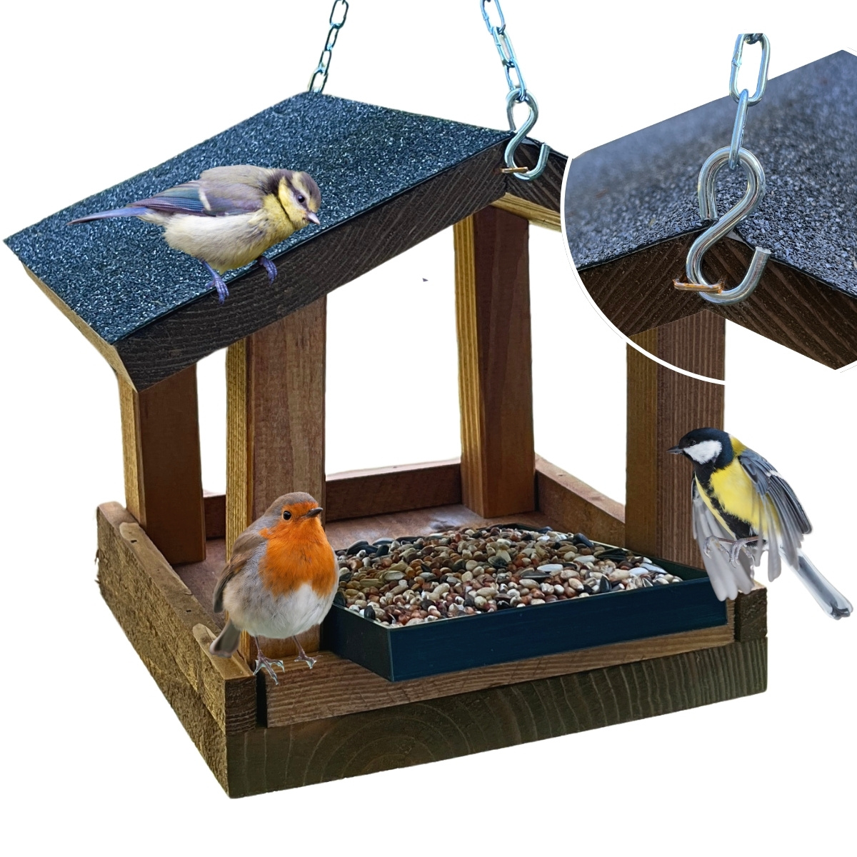 Image of Wooden Birdhouse For Birds, Brown – Solid Garden Decoration