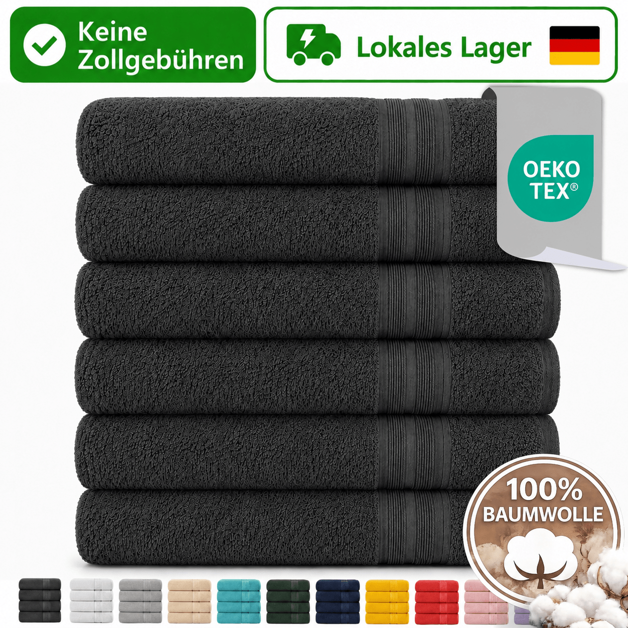 Image of 6pcs Set Of Towels 100%, Soft Absorbent Towels, Shower Towel Bath Towel Sauna Towel Beach Towel, 50x100, 70x140, 80x200, 100x200 Cm, 15 Colors