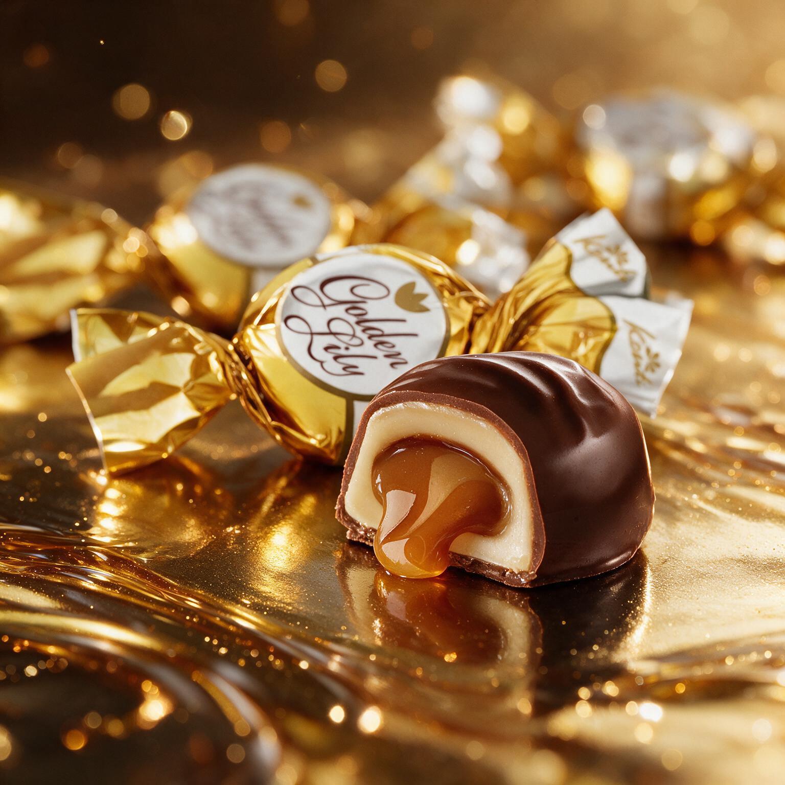 Image of Golden Lily 1kg - Toffee With Milk Flavor Filling In Cocoa-containing Fat Glaze