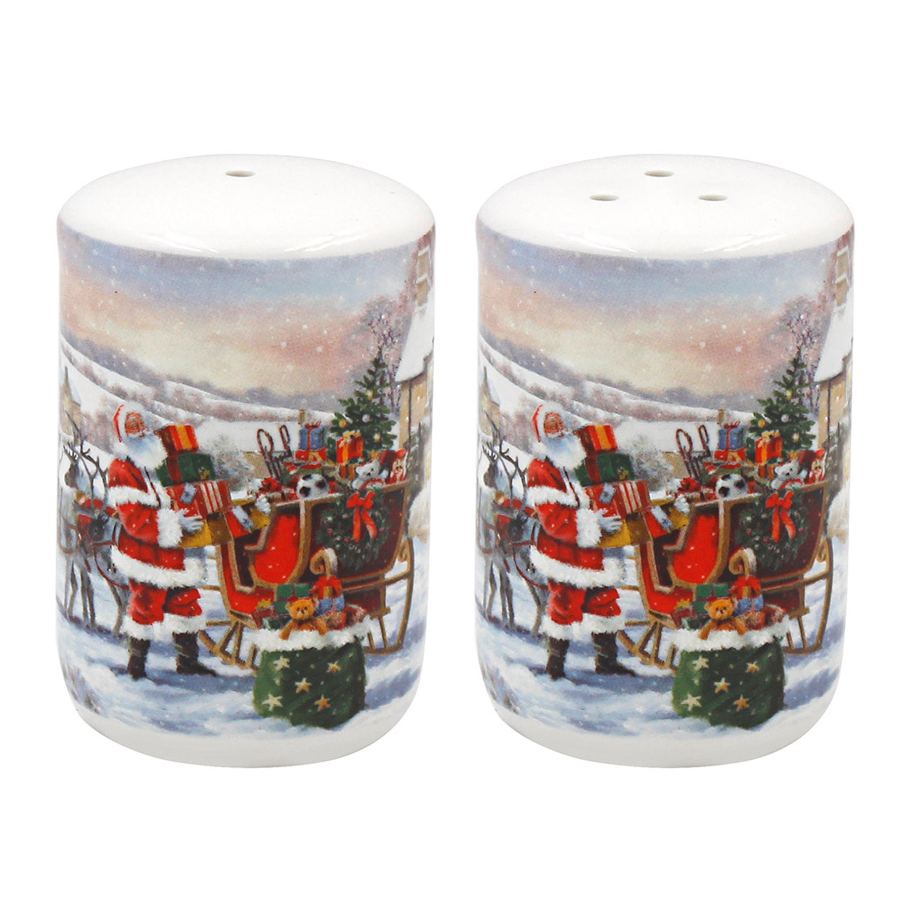 TEMU Christmas Cruet Set Salt And Pepper Pots Christmas Tableware In Matching Gift Box - Santa Gifts Design